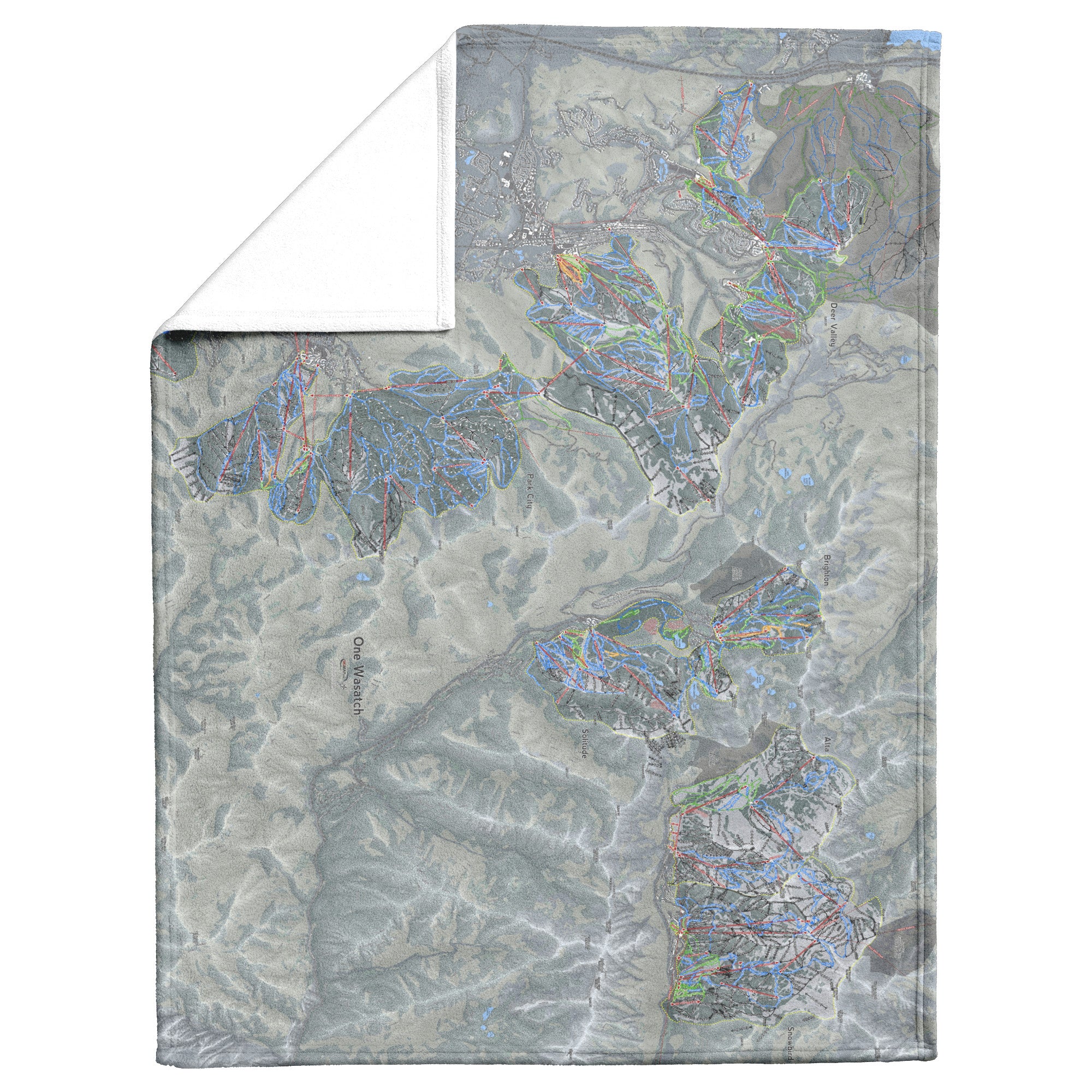 One Wasatch, Utah Ski Resort Map Blanket