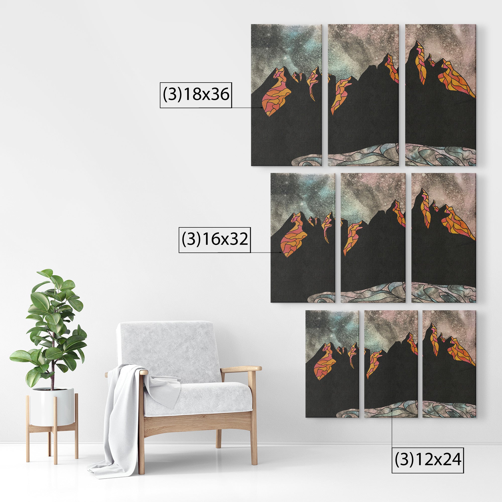 Oozing Blue Art - 3 Piece Canvas WR2