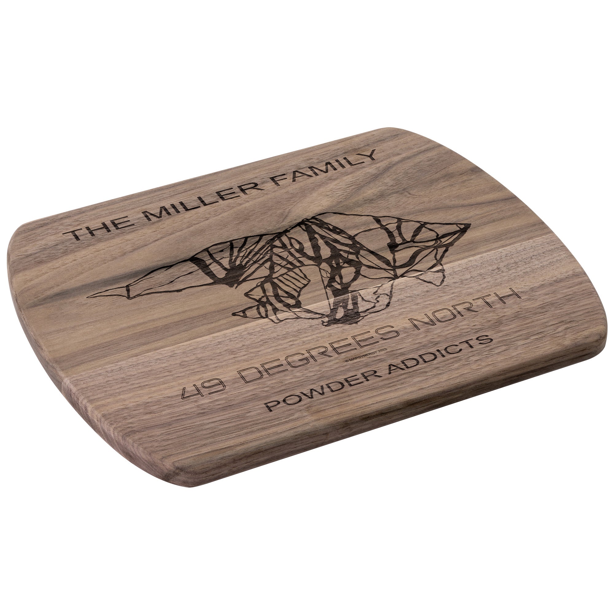 PERSONALIZED 49 DEGREES NORTH, WASHINGTON SKI TRAIL MAP CUTTING BOARD