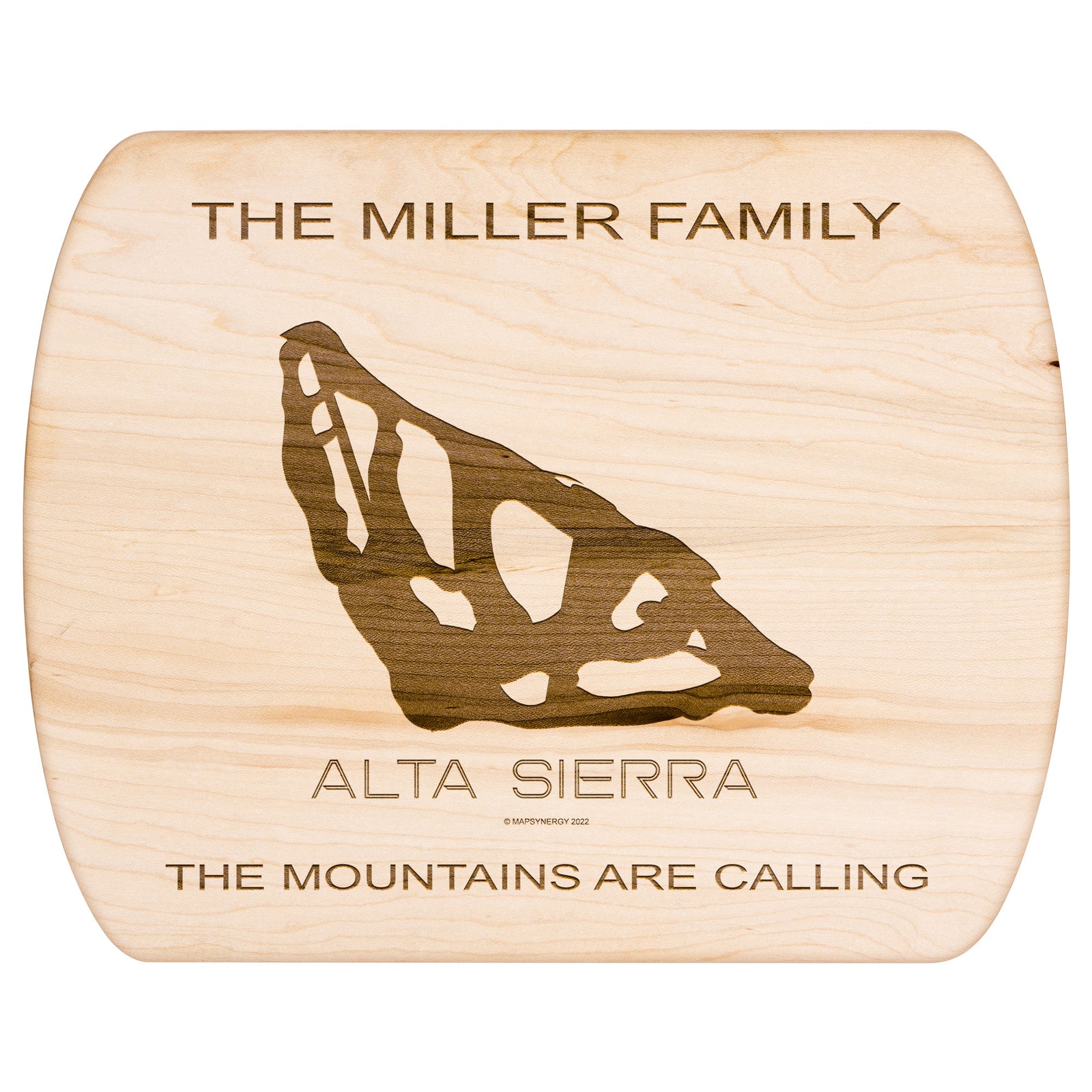 PERSONALIZED ALTA SIERRA , CALIFORNIA SKI TRAIL MAP CUTTING BOARD