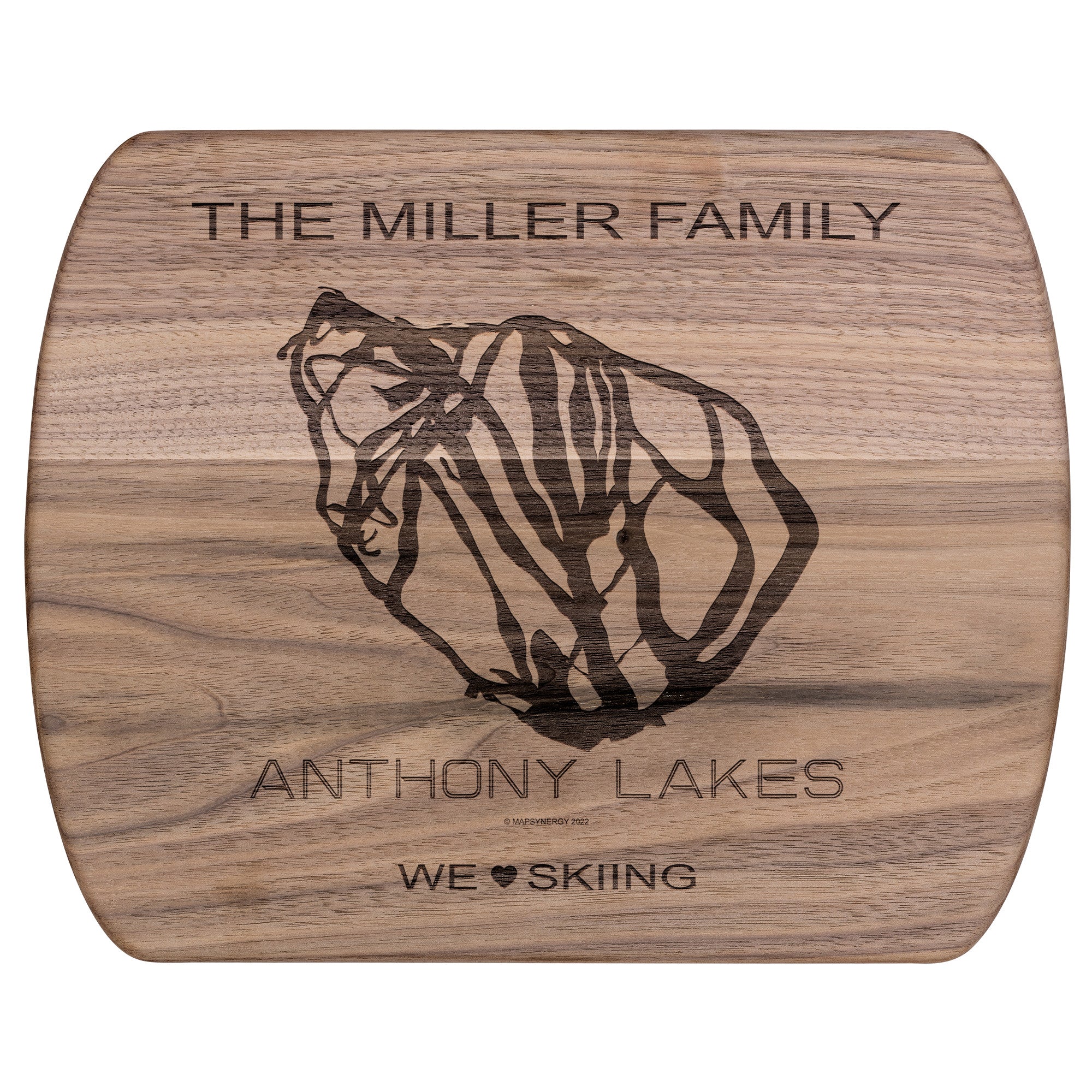 PERSONALIZED ANTHONY LAKES,OREGON SKI TRAIL MAP CUTTING BOARD