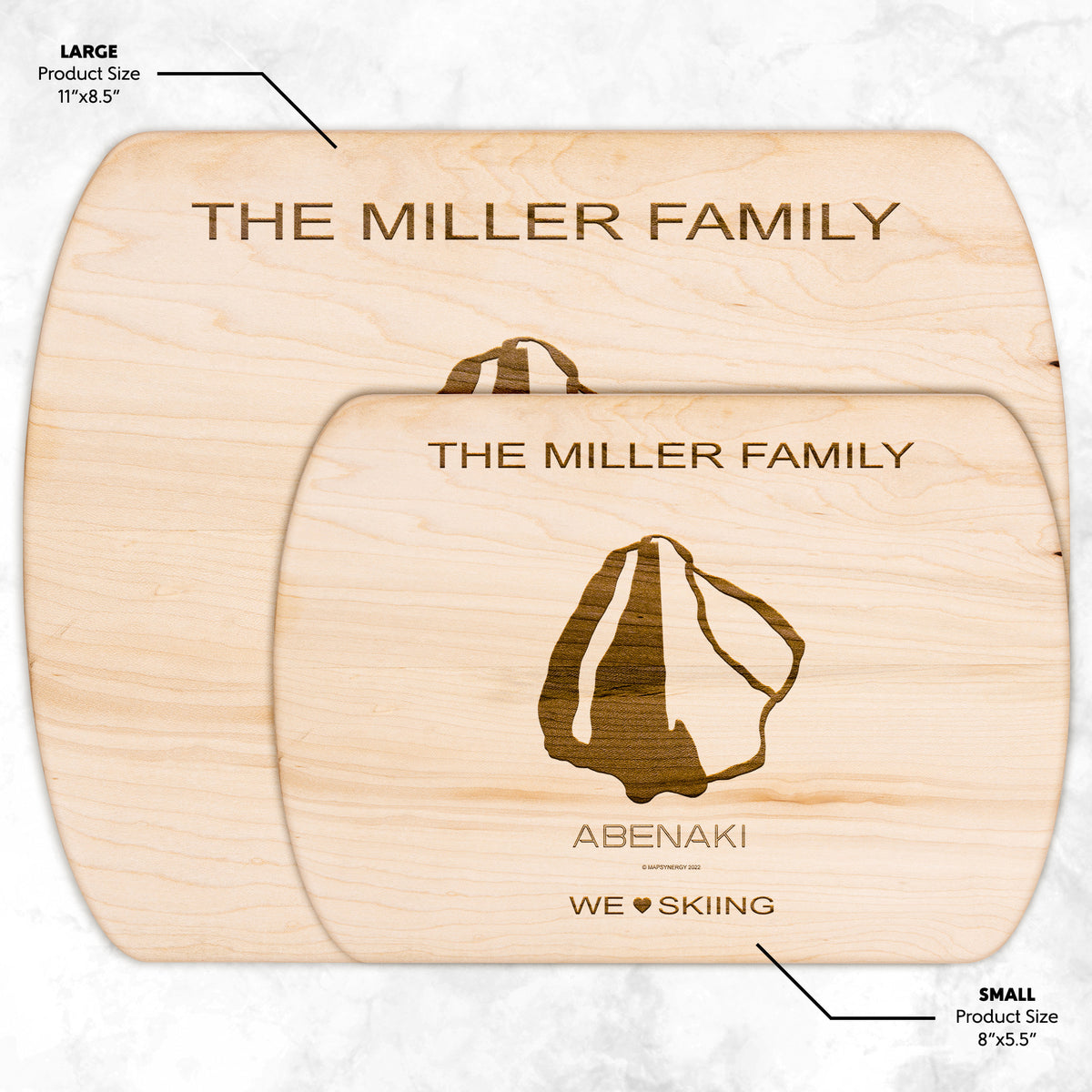 PERSONALIZED Abenaki , New Hampshire SKI TRAIL MAP CUTTING BOARD