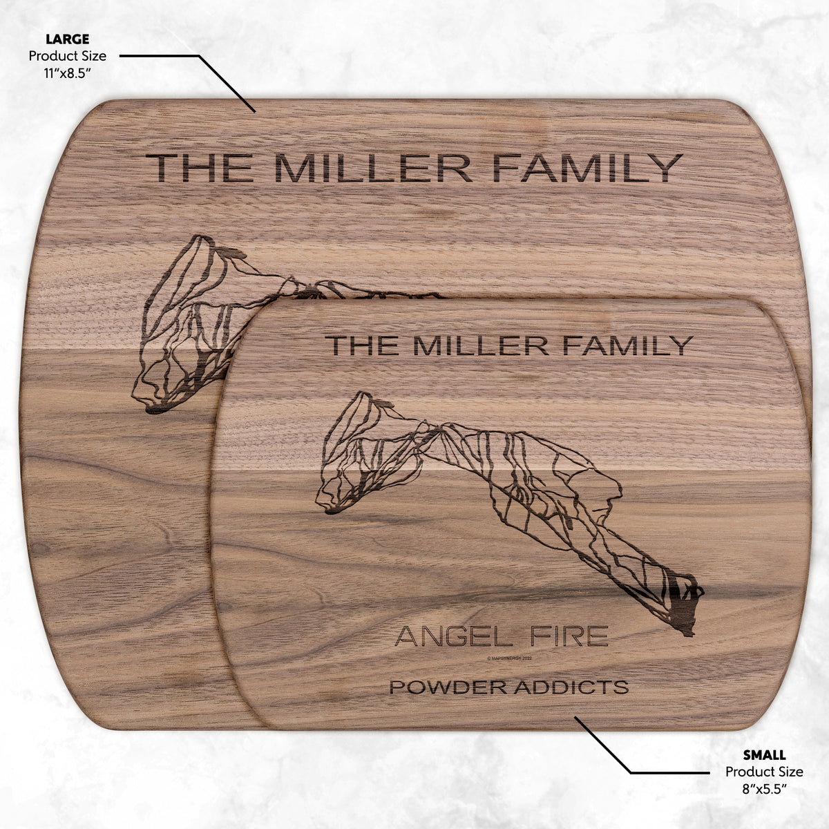 PERSONALIZED Angel Fire , New Mexico SKI TRAIL MAP CUTTING BOARD