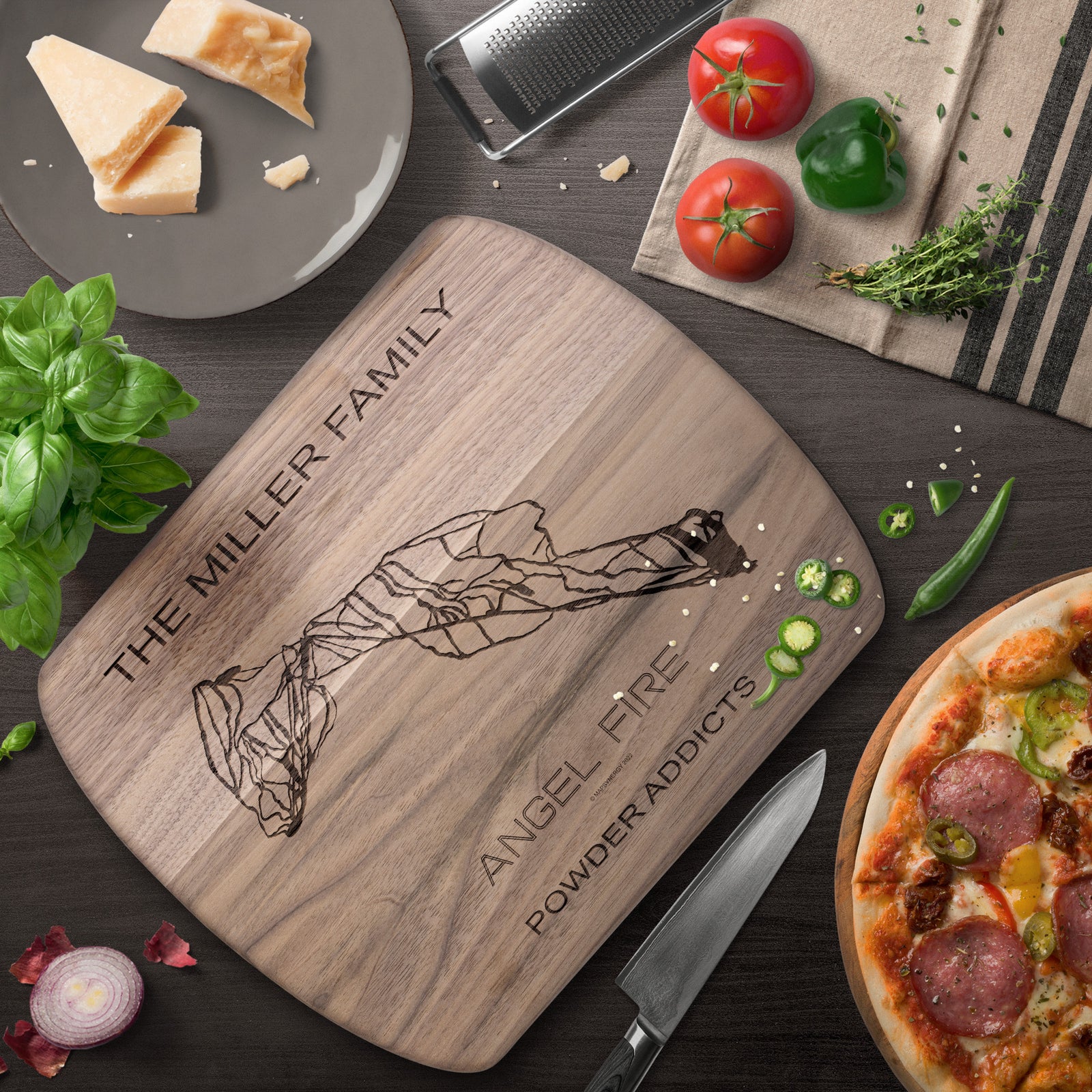 PERSONALIZED Angel Fire , New Mexico SKI TRAIL MAP CUTTING BOARD