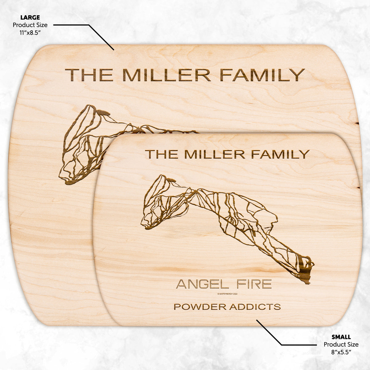 PERSONALIZED Angel Fire , New Mexico SKI TRAIL MAP CUTTING BOARD