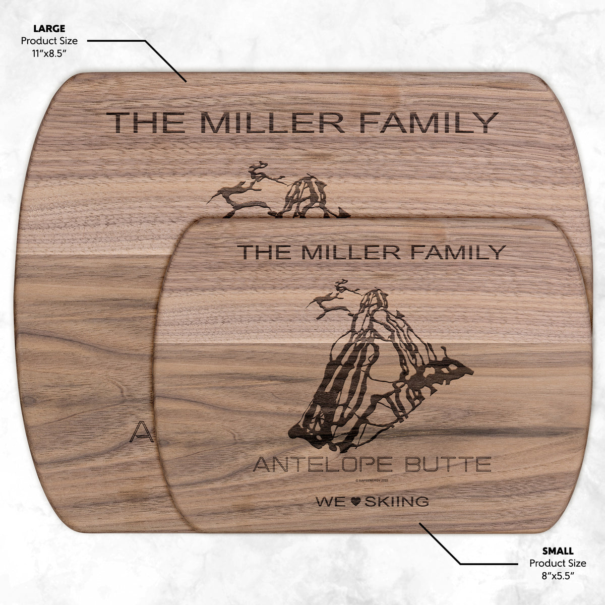 PERSONALIZED Antelope Butte , Wyoming SKI TRAIL MAP CUTTING BOARD