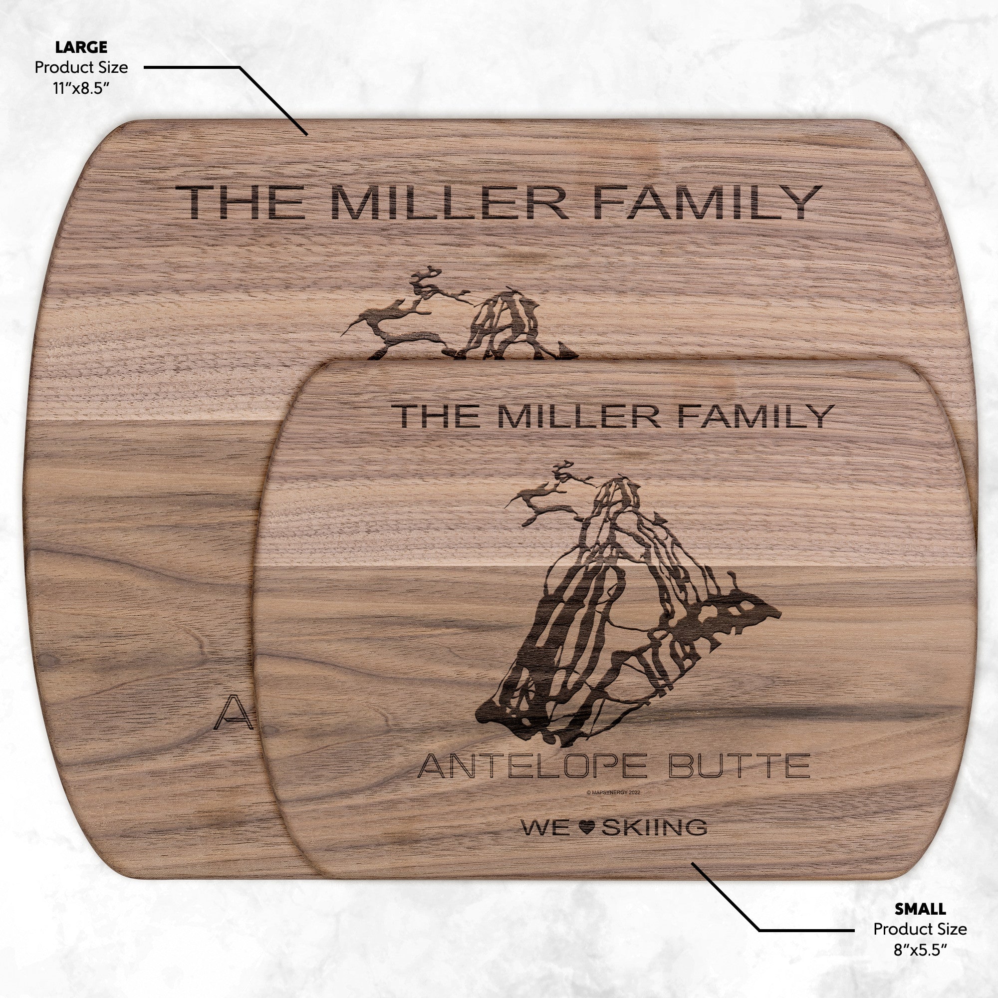 PERSONALIZED Antelope Butte , Wyoming SKI TRAIL MAP CUTTING BOARD