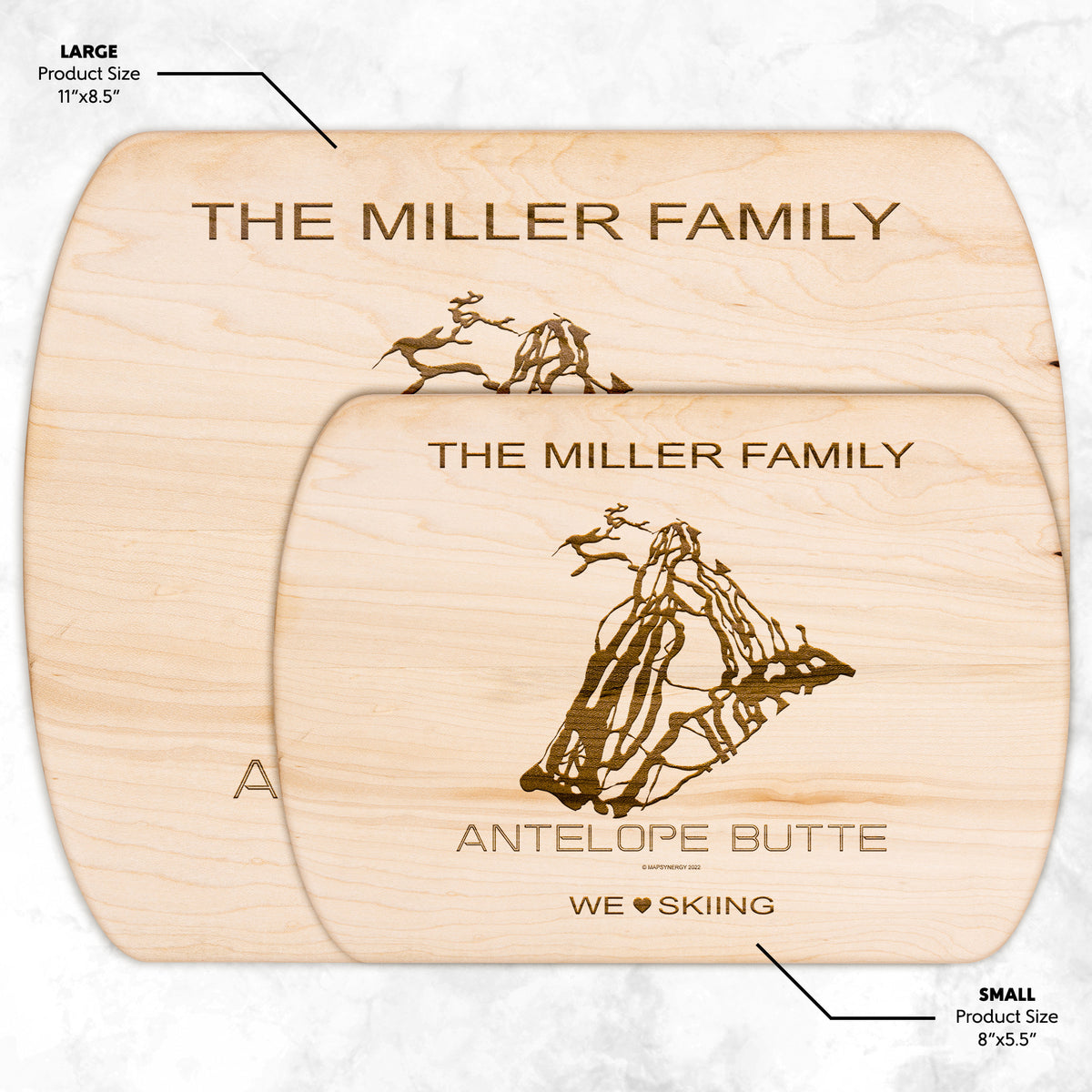 PERSONALIZED Antelope Butte , Wyoming SKI TRAIL MAP CUTTING BOARD