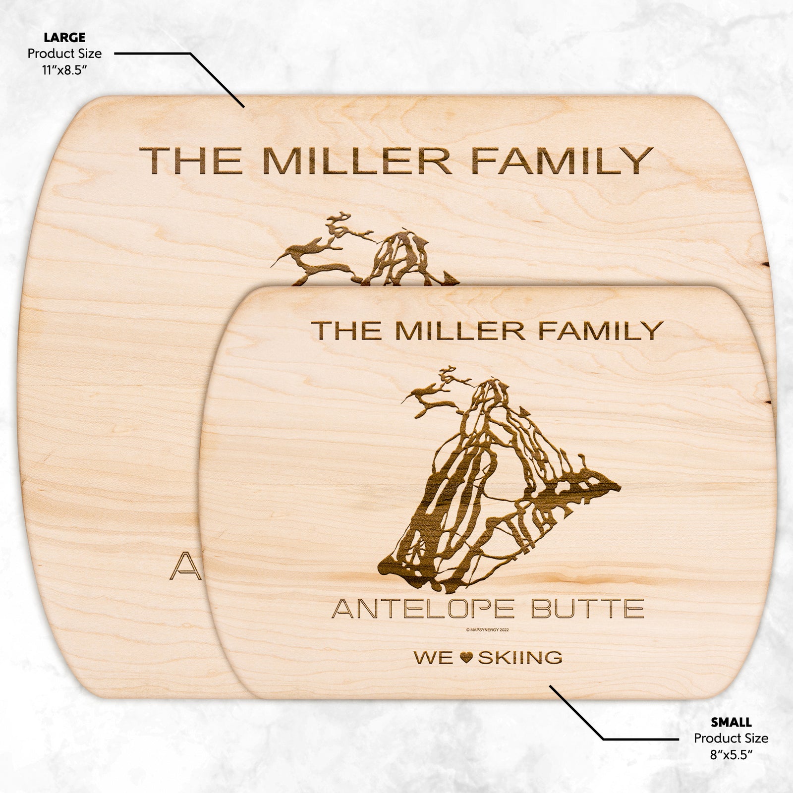 PERSONALIZED Antelope Butte , Wyoming SKI TRAIL MAP CUTTING BOARD