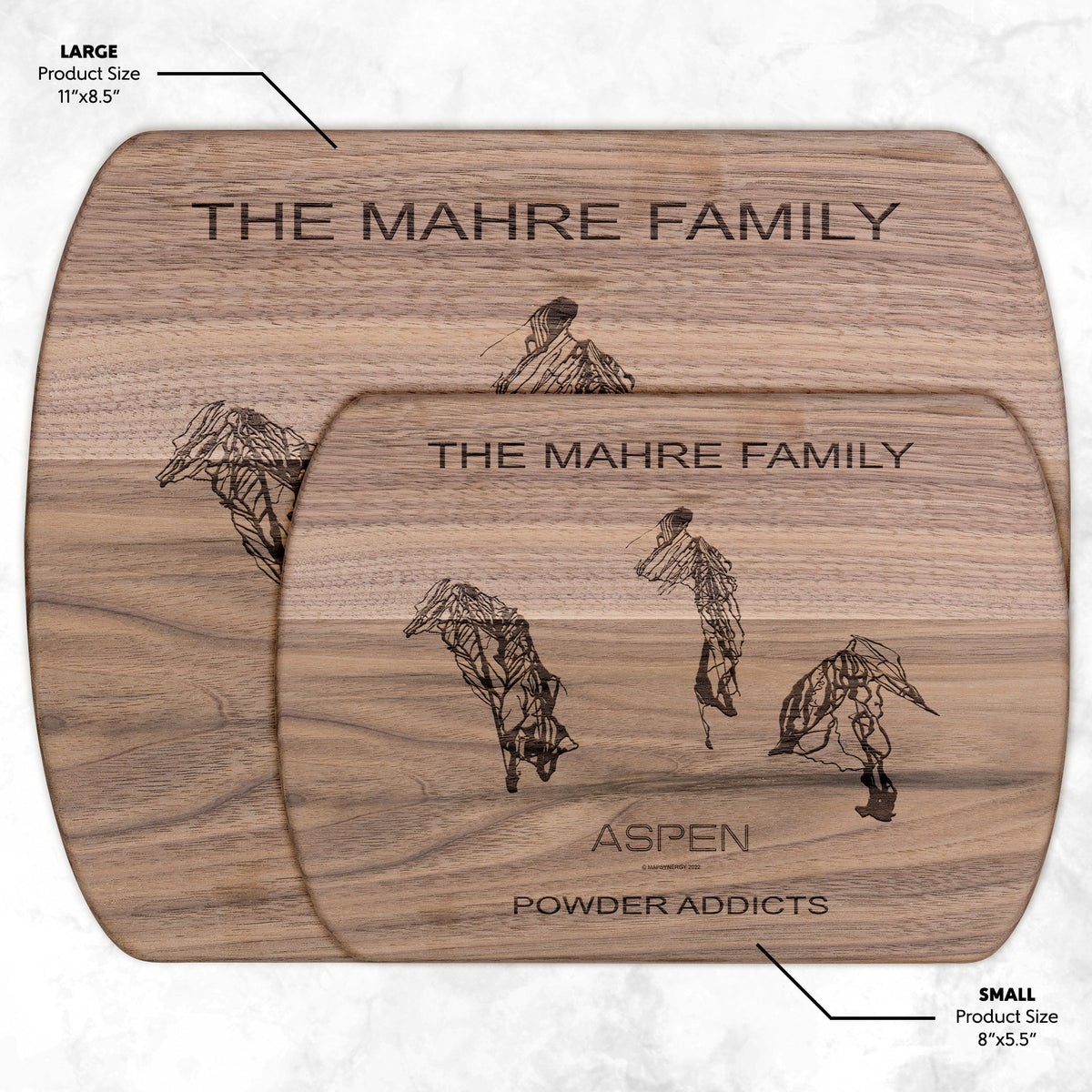 PERSONALIZED Aspen ,Colorado SKI TRAIL MAP CUTTING BOARD