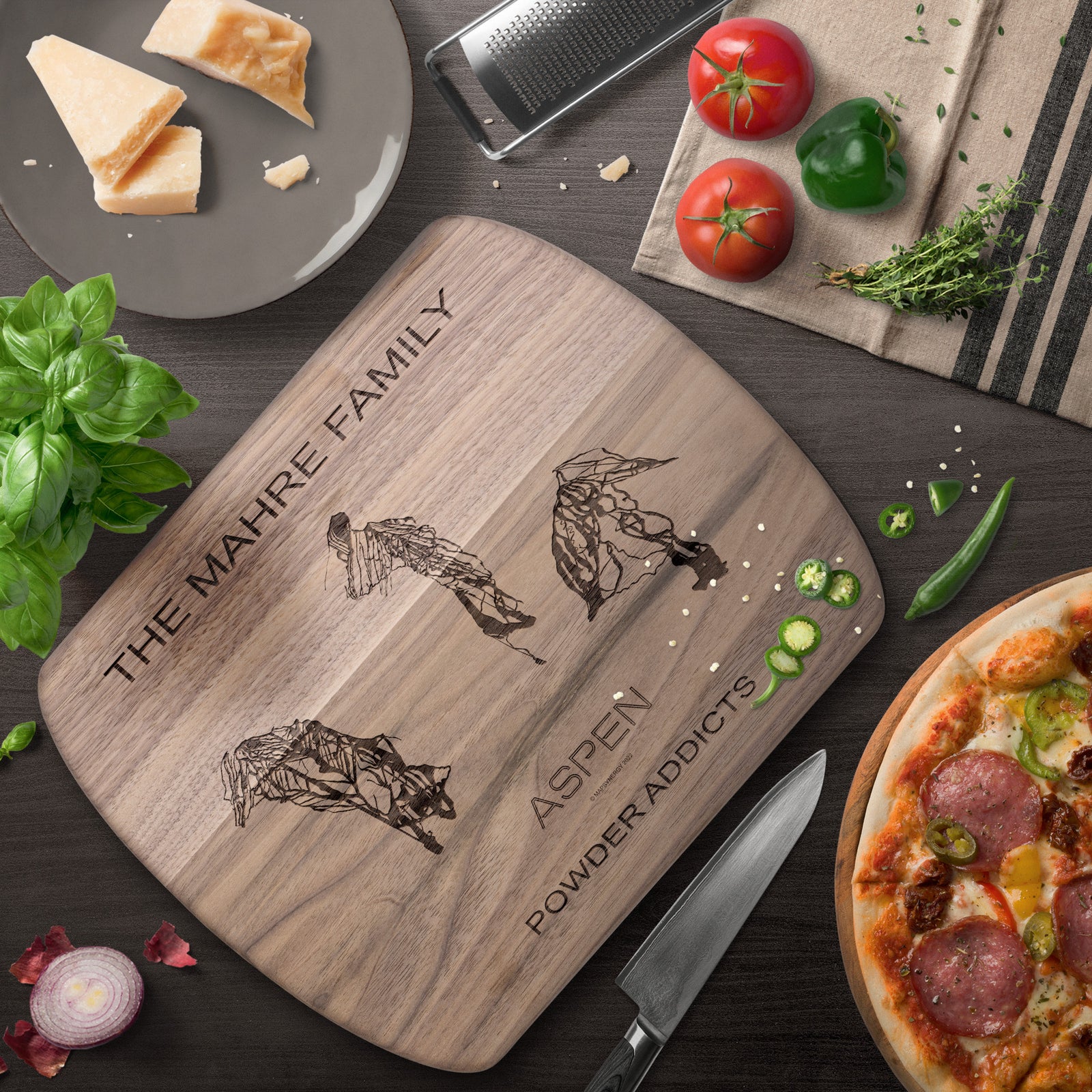 PERSONALIZED Aspen ,Colorado SKI TRAIL MAP CUTTING BOARD
