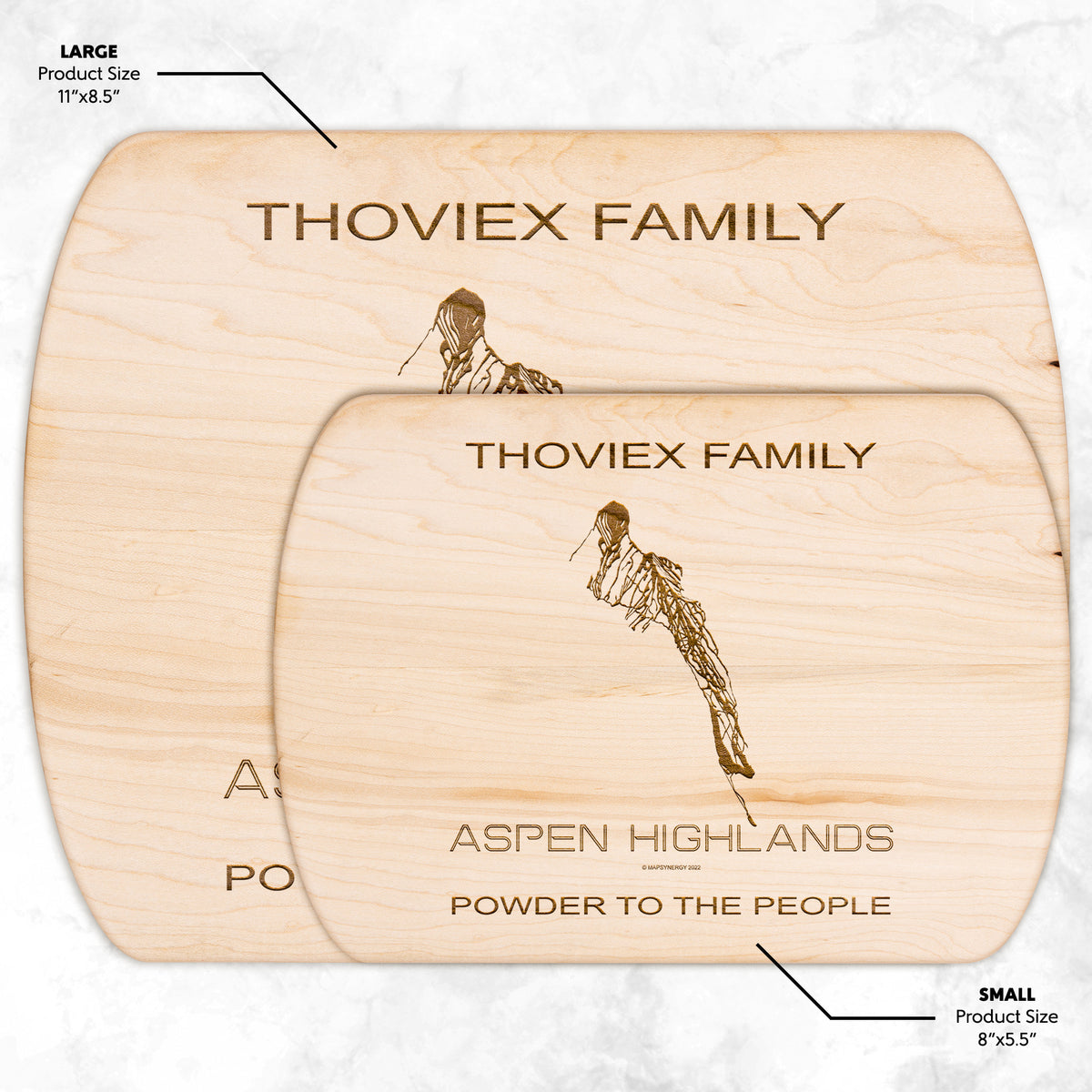 PERSONALIZED Aspen Highlands ,Colorado SKI TRAIL MAP CUTTING BOARD
