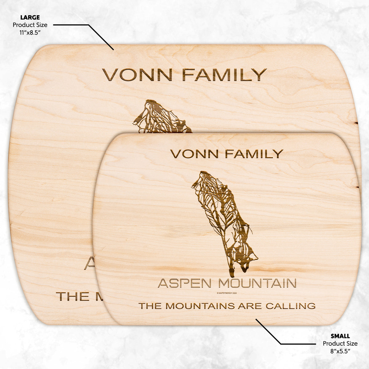 PERSONALIZED Aspen Mountain ,Colorado SKI TRAIL MAP CUTTING BOARD