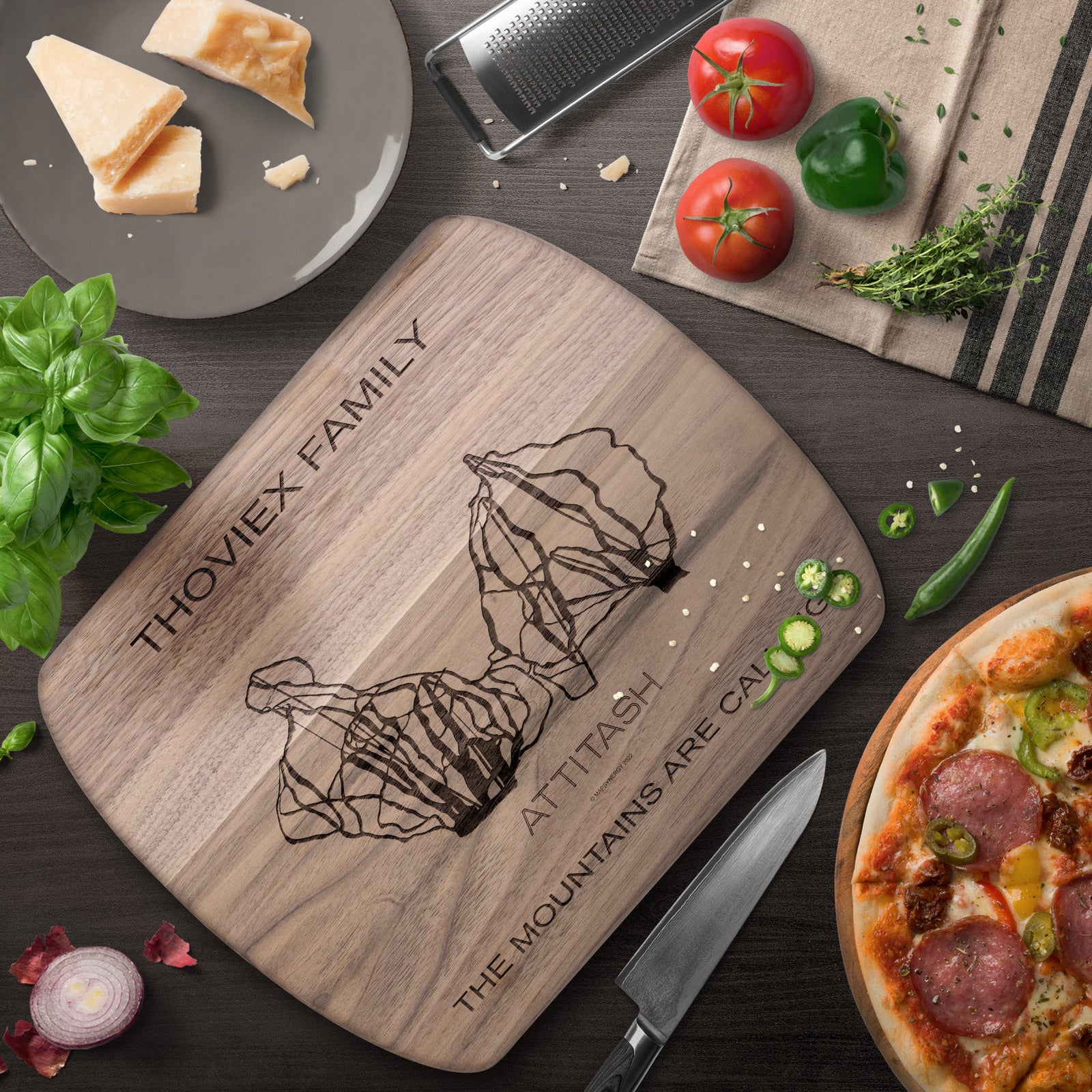 PERSONALIZED Attitash , New Hampshire SKI TRAIL MAP CUTTING BOARD