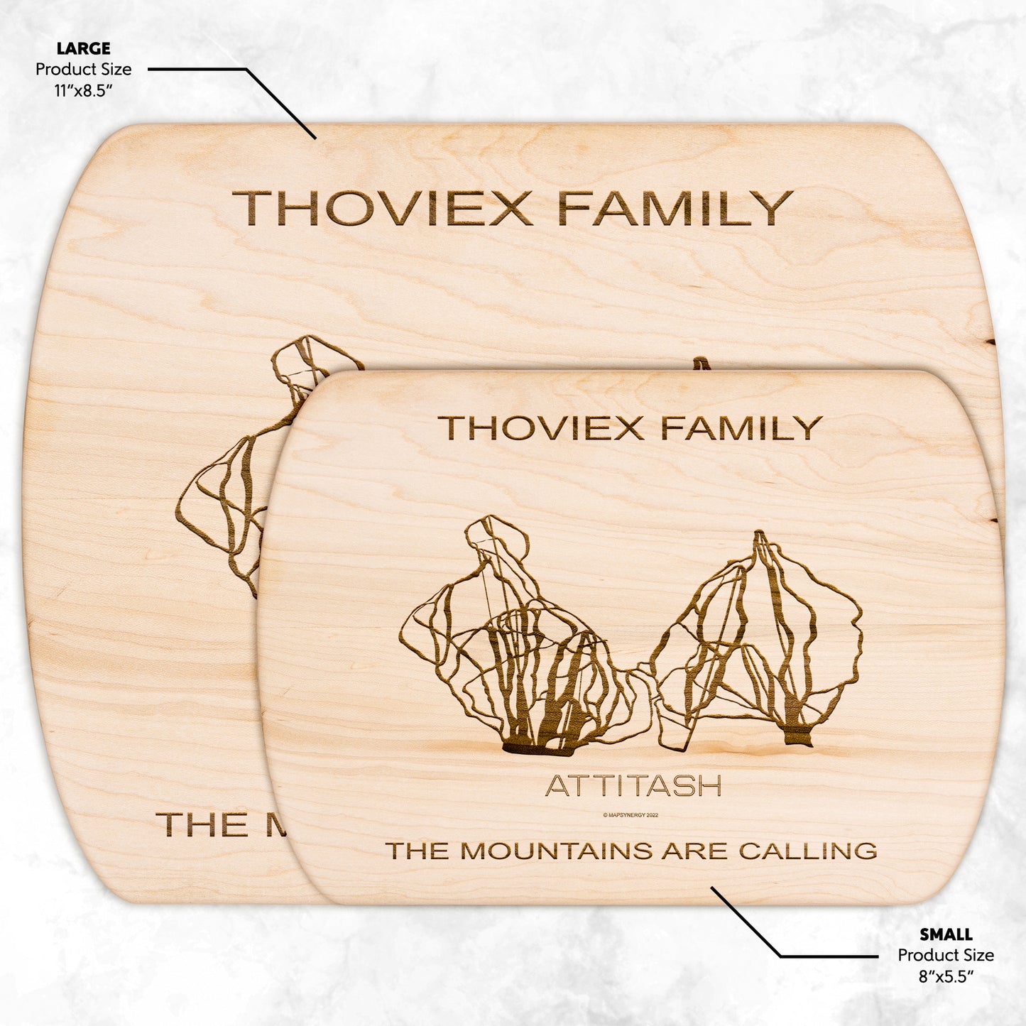 PERSONALIZED Attitash , New Hampshire SKI TRAIL MAP CUTTING BOARD