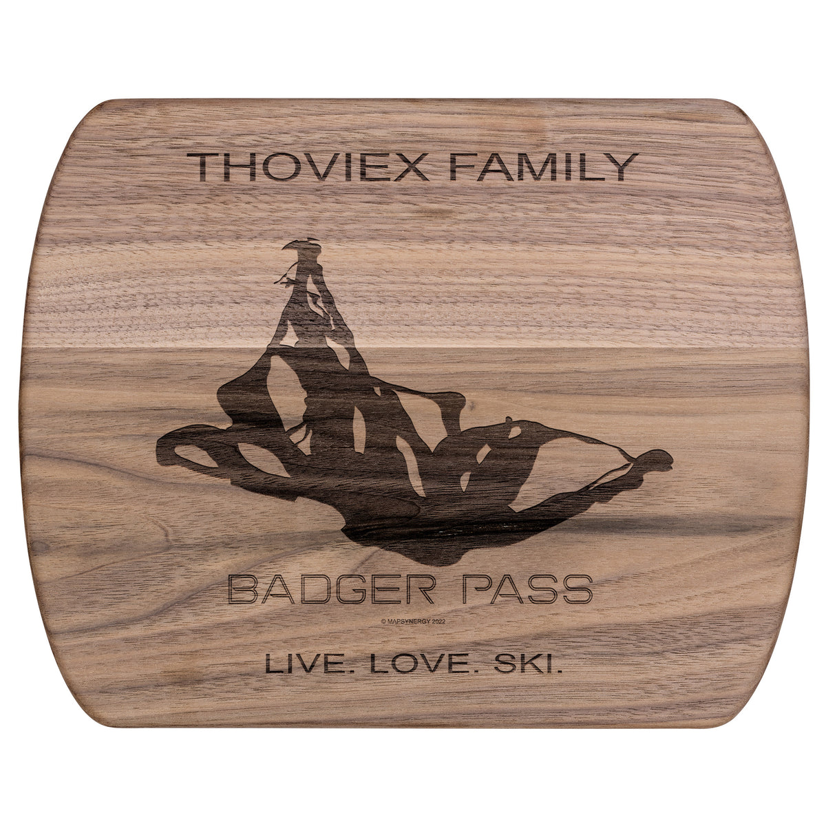 PERSONALIZED BADGER PASS , CALIFORNIA SKI TRAIL MAP CUTTING BOARD