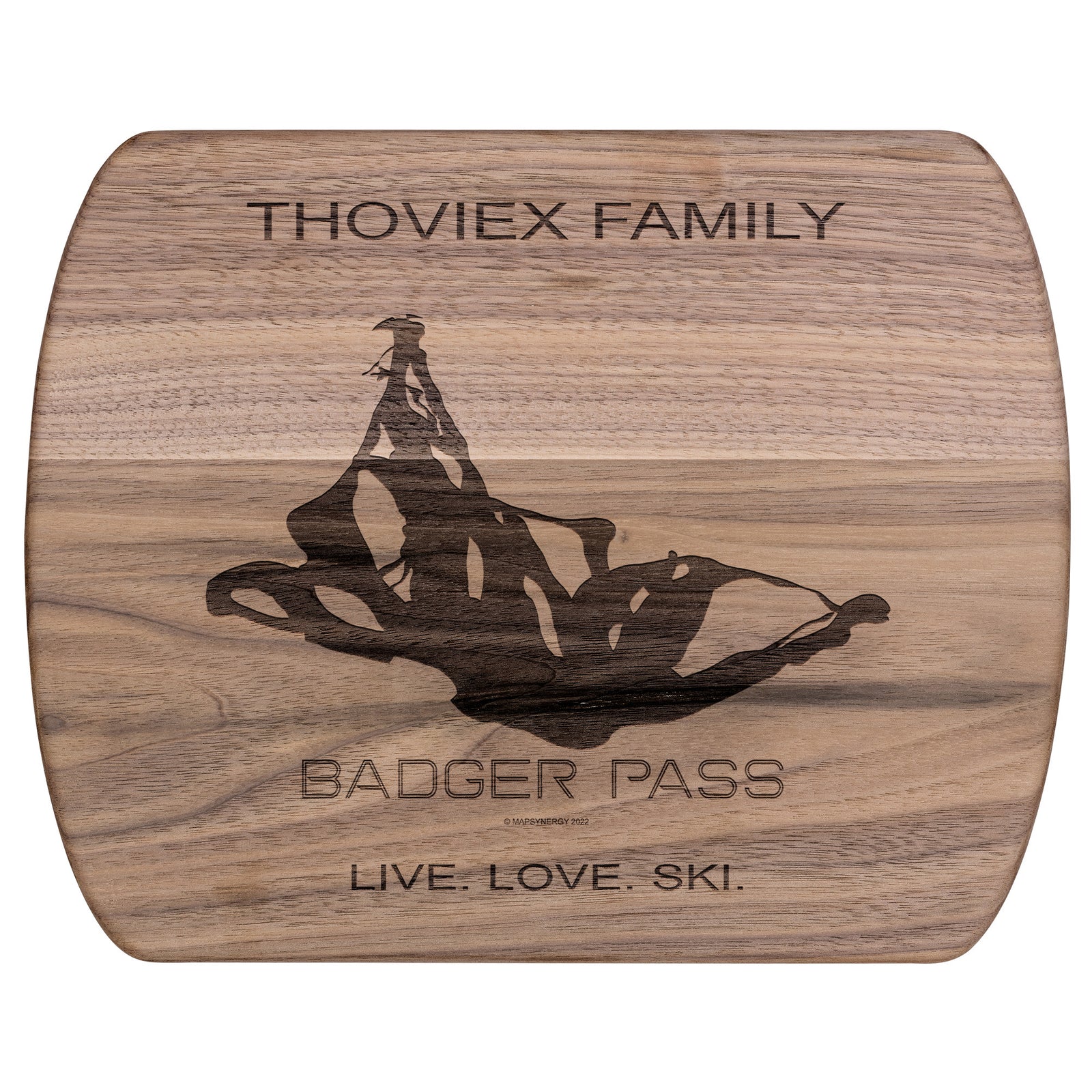 PERSONALIZED BADGER PASS , CALIFORNIA SKI TRAIL MAP CUTTING BOARD