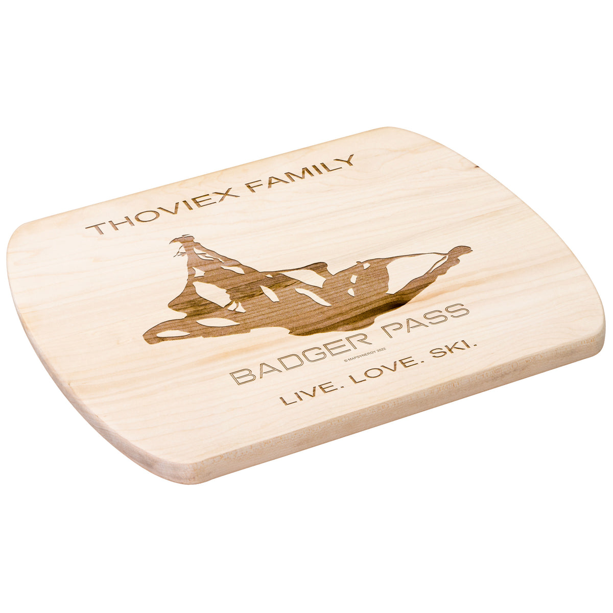 PERSONALIZED BADGER PASS , CALIFORNIA SKI TRAIL MAP CUTTING BOARD