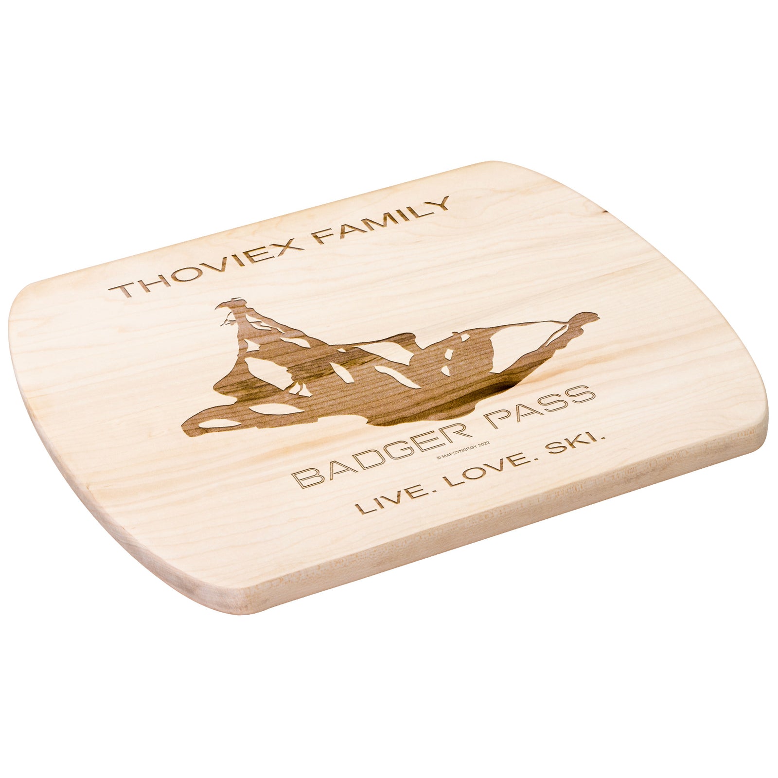 PERSONALIZED BADGER PASS , CALIFORNIA SKI TRAIL MAP CUTTING BOARD