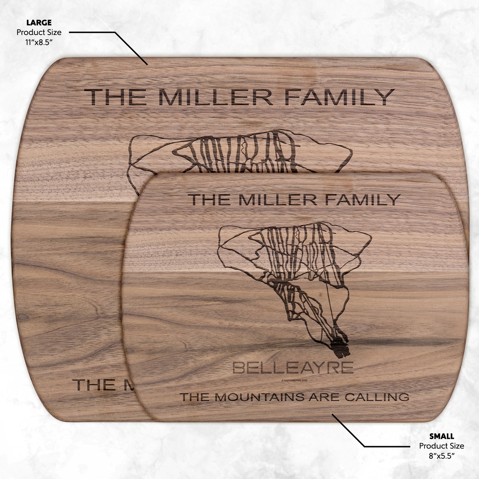 PERSONALIZED BELLEAYRE , New York SKI TRAIL MAP CUTTING BOARD