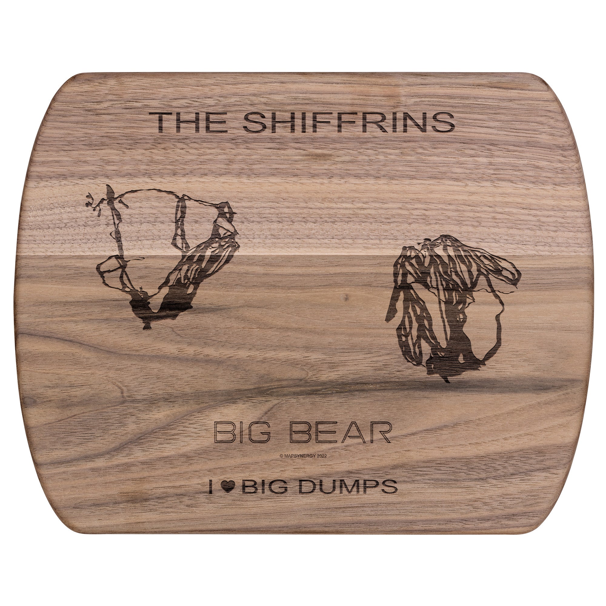 PERSONALIZED BIG BEAR , CALIFORNIA SKI TRAIL MAP CUTTING BOARD