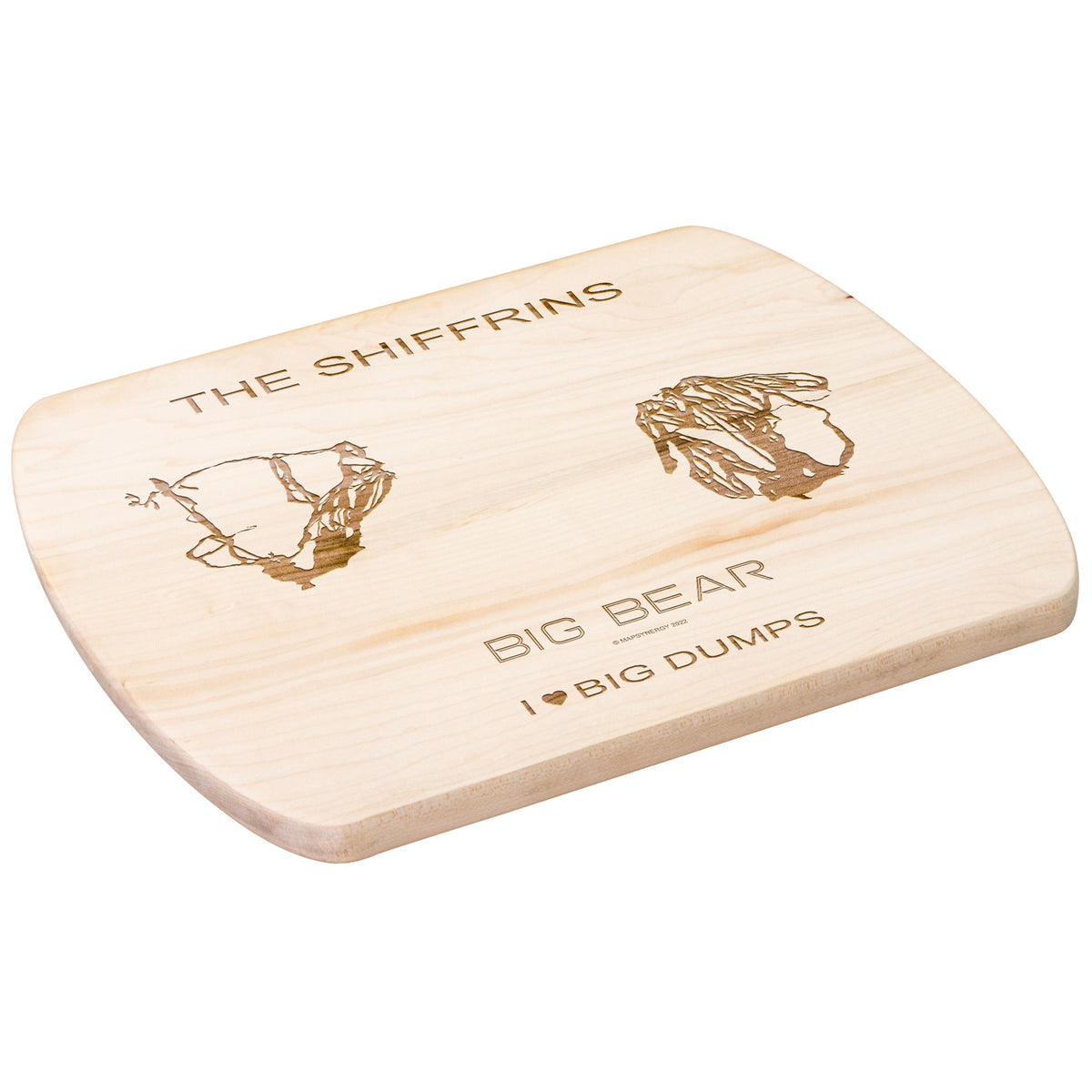 PERSONALIZED BIG BEAR , CALIFORNIA SKI TRAIL MAP CUTTING BOARD