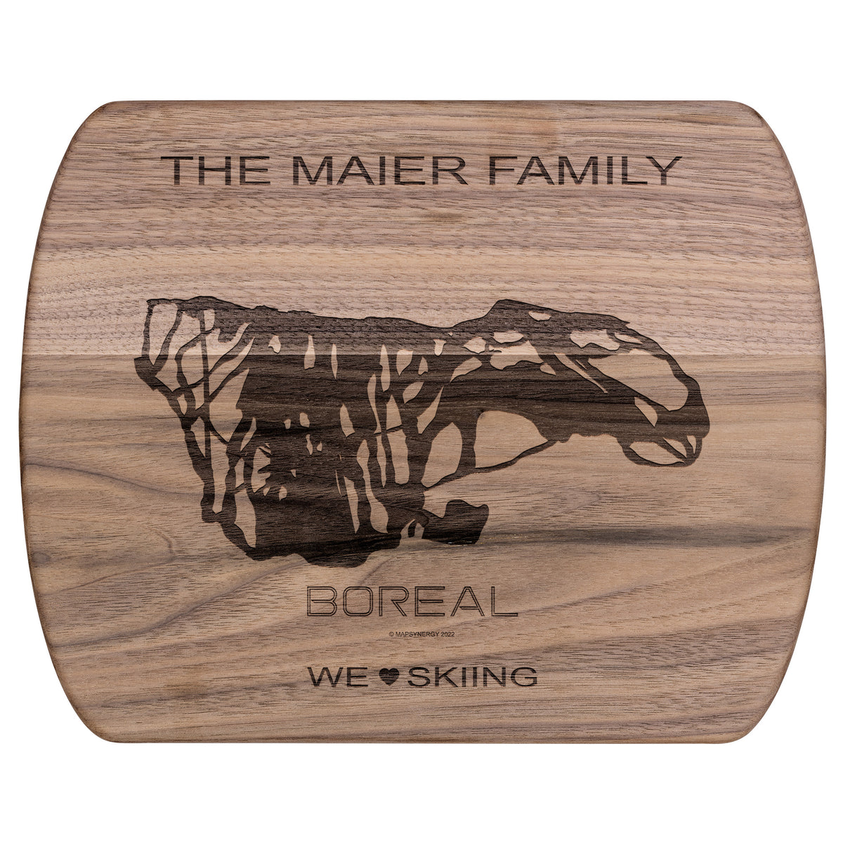 PERSONALIZED BOREAL , CALIFORNIA SKI TRAIL MAP CUTTING BOARD