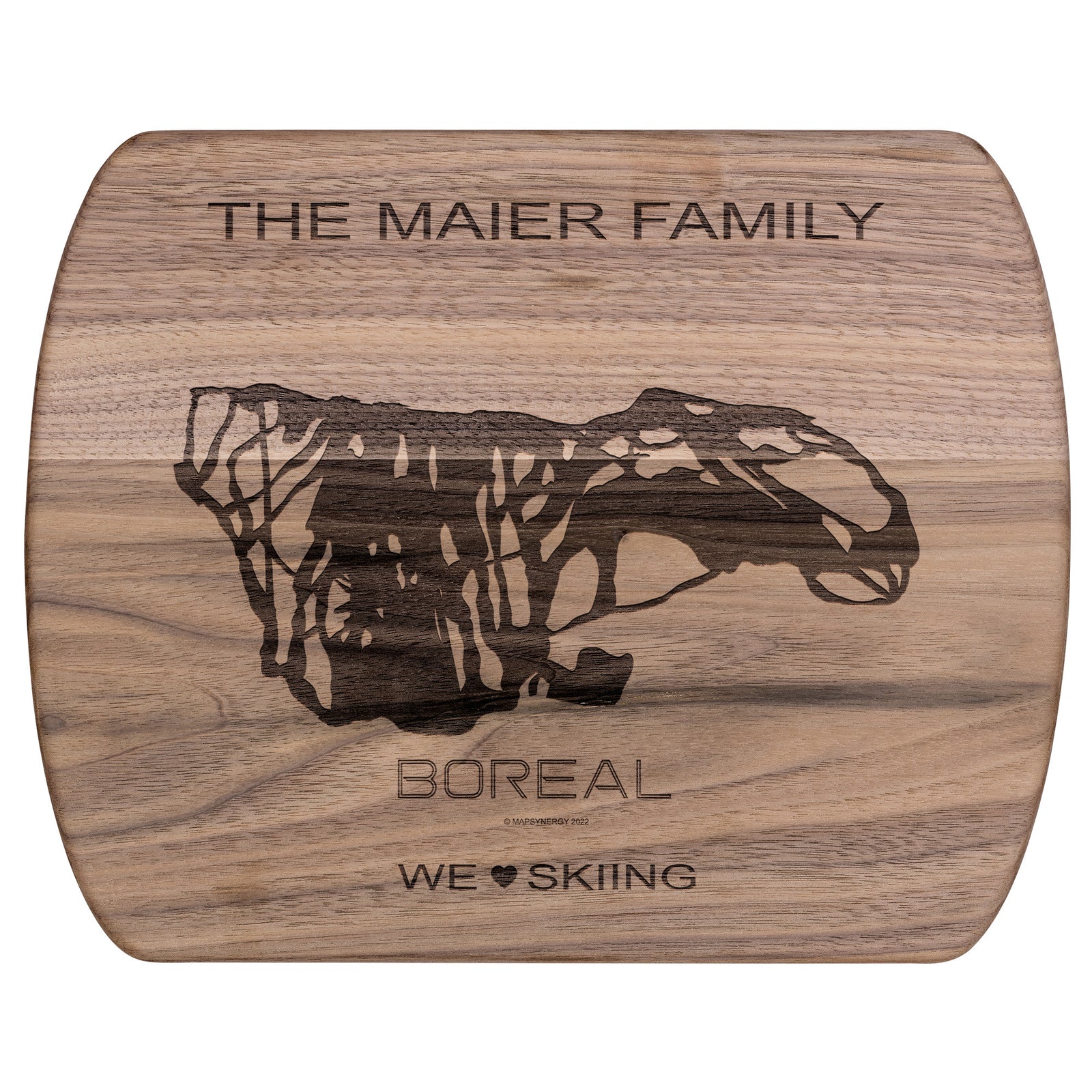 PERSONALIZED BOREAL , CALIFORNIA SKI TRAIL MAP CUTTING BOARD