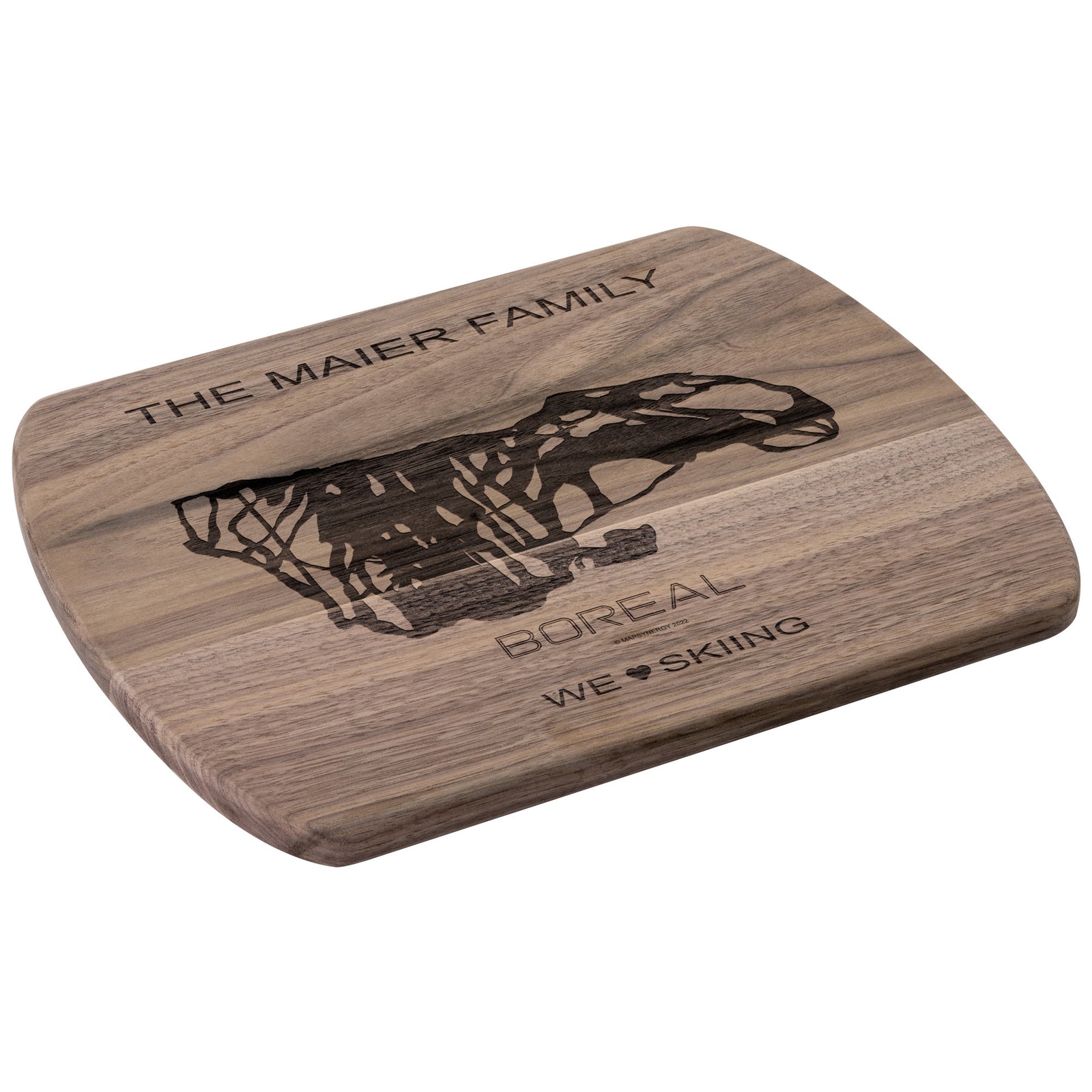 PERSONALIZED BOREAL , CALIFORNIA SKI TRAIL MAP CUTTING BOARD