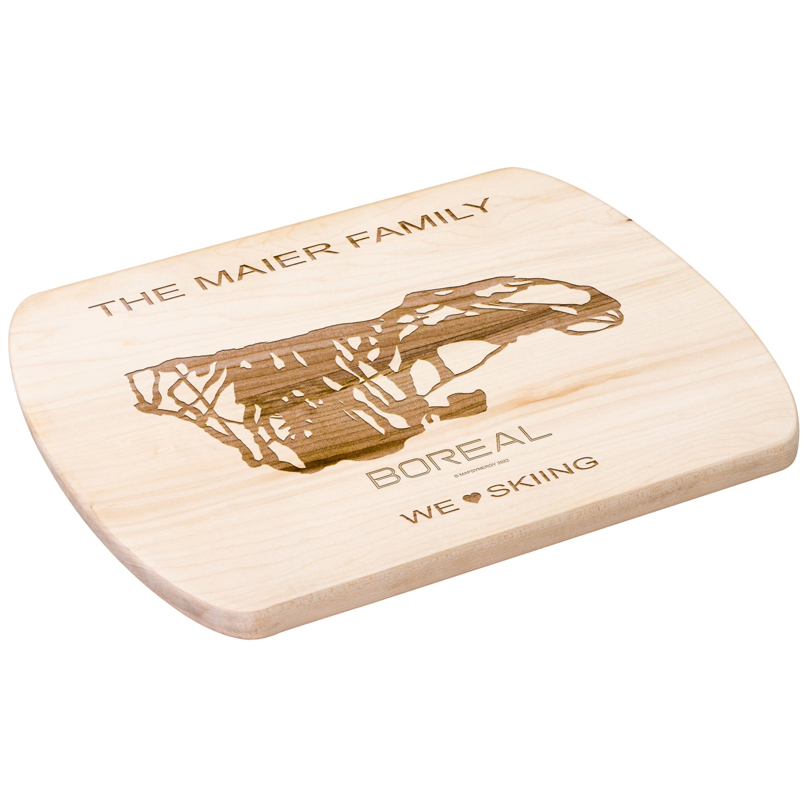PERSONALIZED BOREAL , CALIFORNIA SKI TRAIL MAP CUTTING BOARD