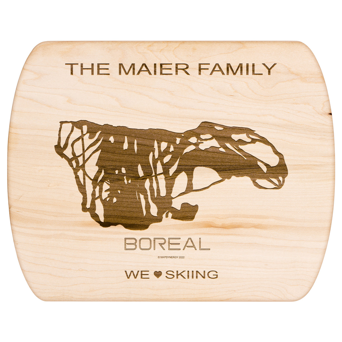 PERSONALIZED BOREAL , CALIFORNIA SKI TRAIL MAP CUTTING BOARD