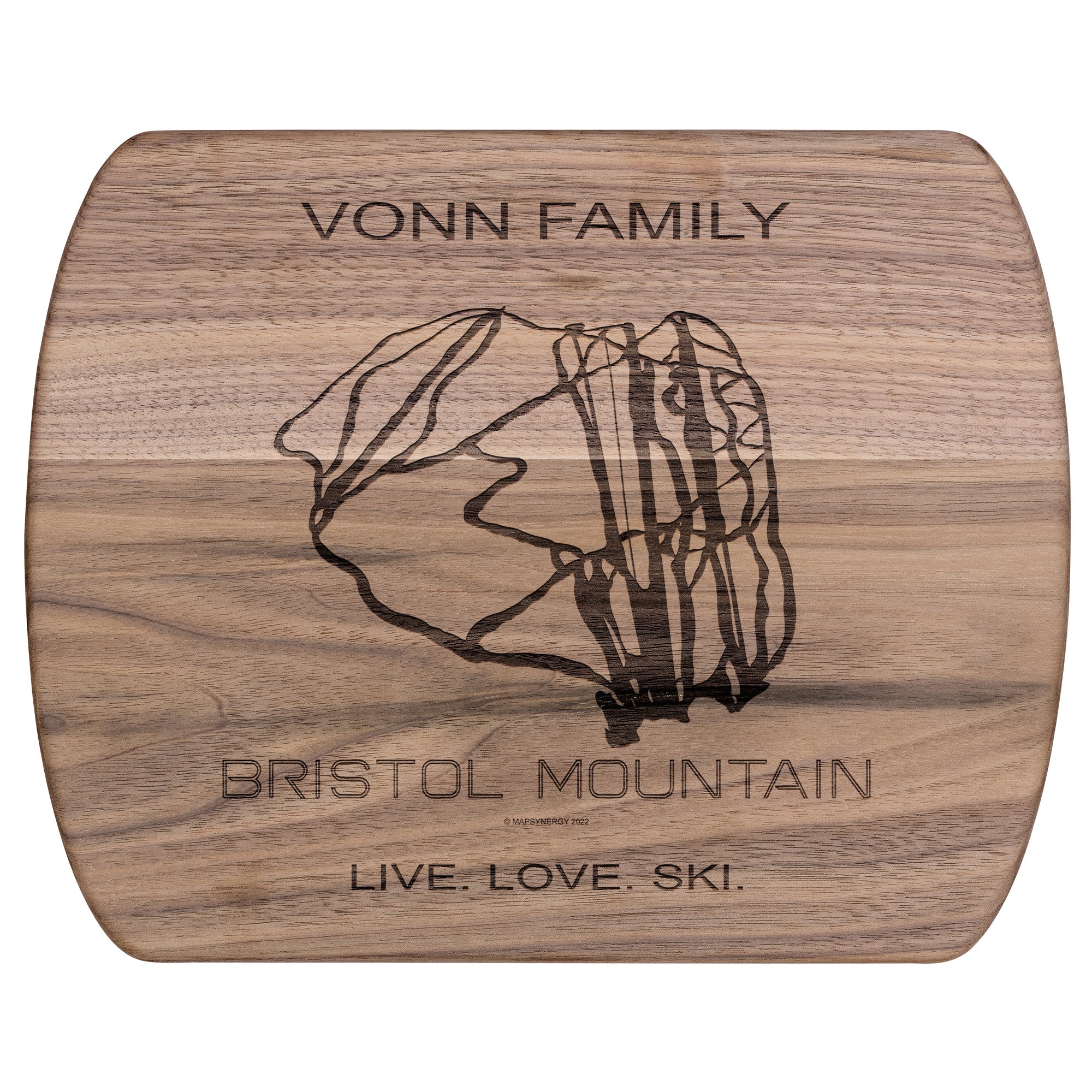 PERSONALIZED BRISTOL MOUNTAIN, NEW YORK SKI TRAIL MAP CUTTING BOARD