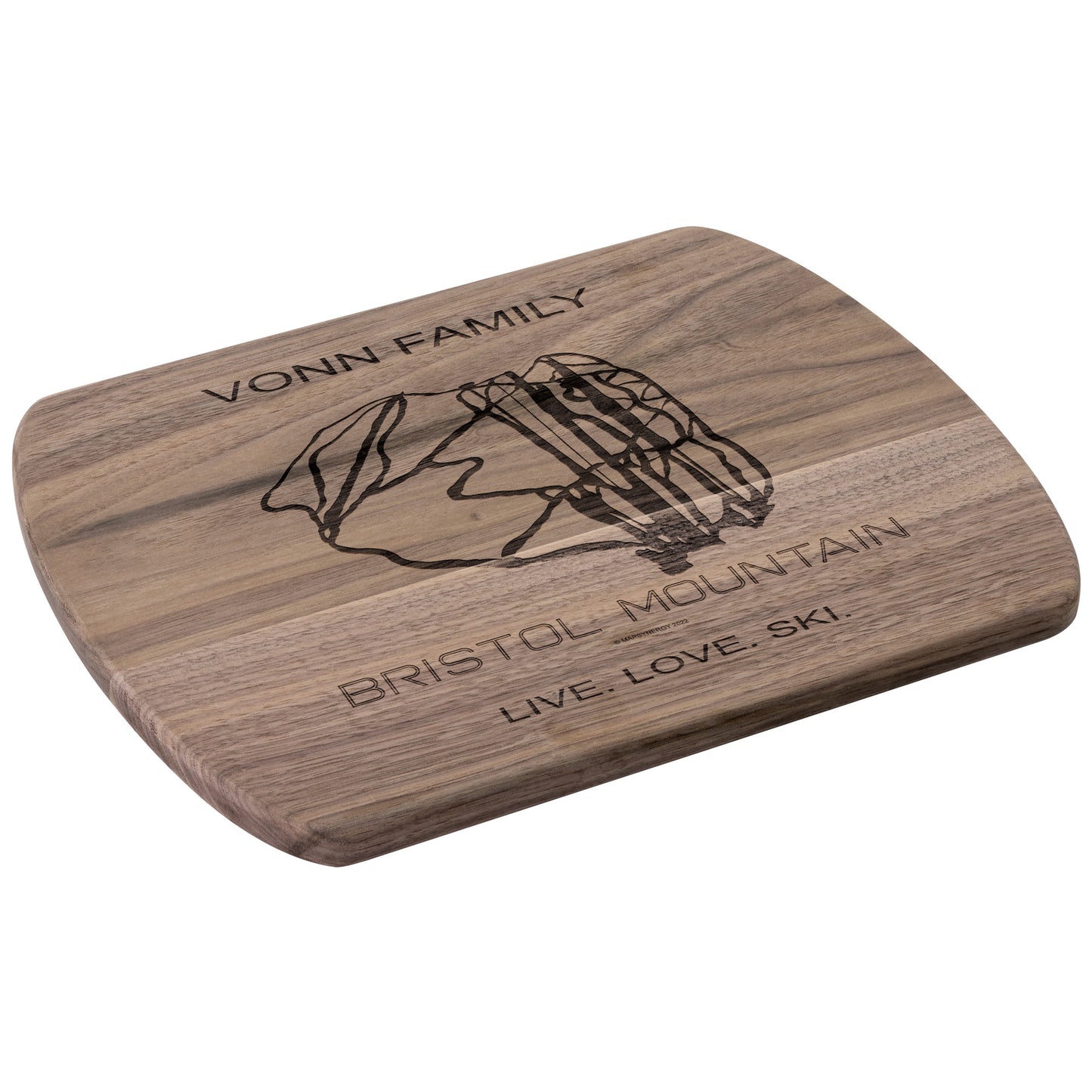 PERSONALIZED BRISTOL MOUNTAIN, NEW YORK SKI TRAIL MAP CUTTING BOARD