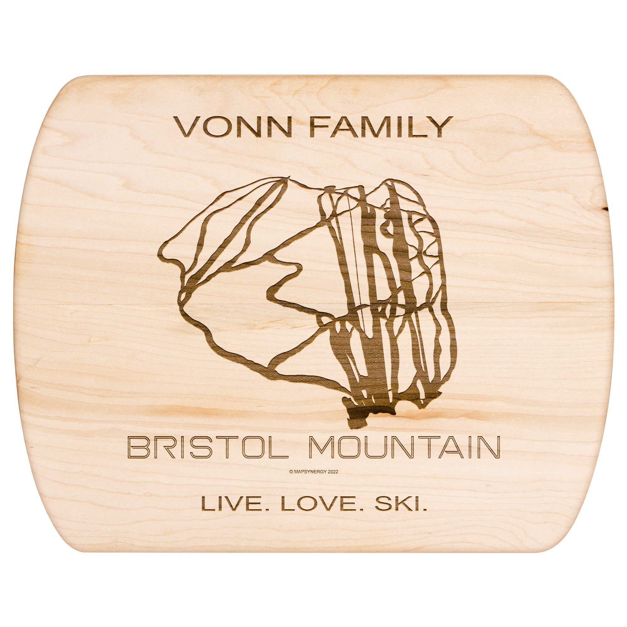 PERSONALIZED BRISTOL MOUNTAIN, NEW YORK SKI TRAIL MAP CUTTING BOARD