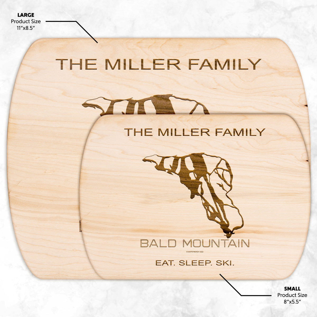 PERSONALIZED Bald Mountain , Idaho SKI TRAIL MAP CUTTING BOARD