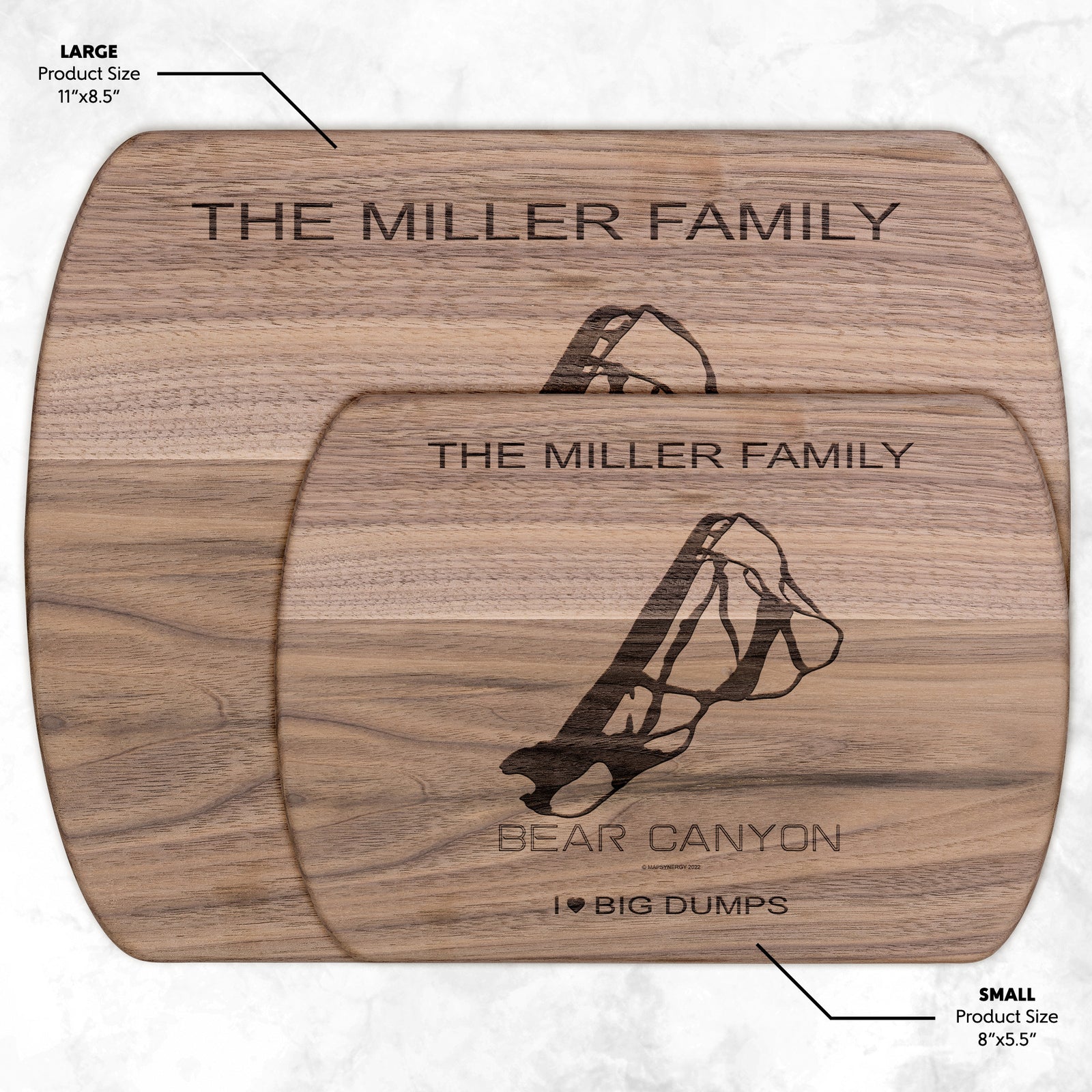PERSONALIZED Bear Canyon , Montana SKI TRAIL MAP CUTTING BOARD