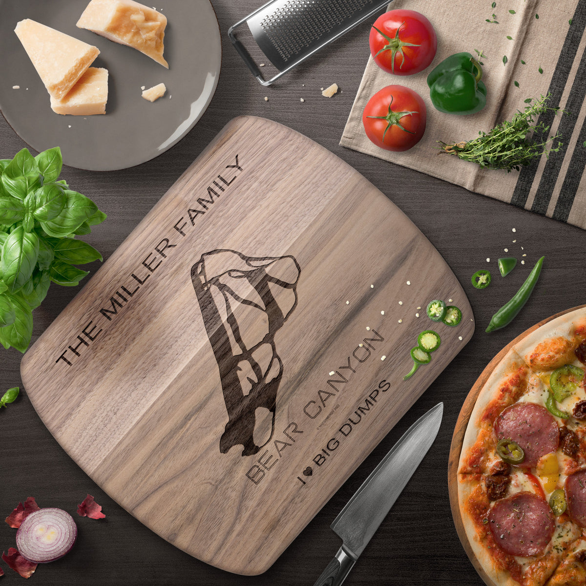 PERSONALIZED Bear Canyon , Montana SKI TRAIL MAP CUTTING BOARD