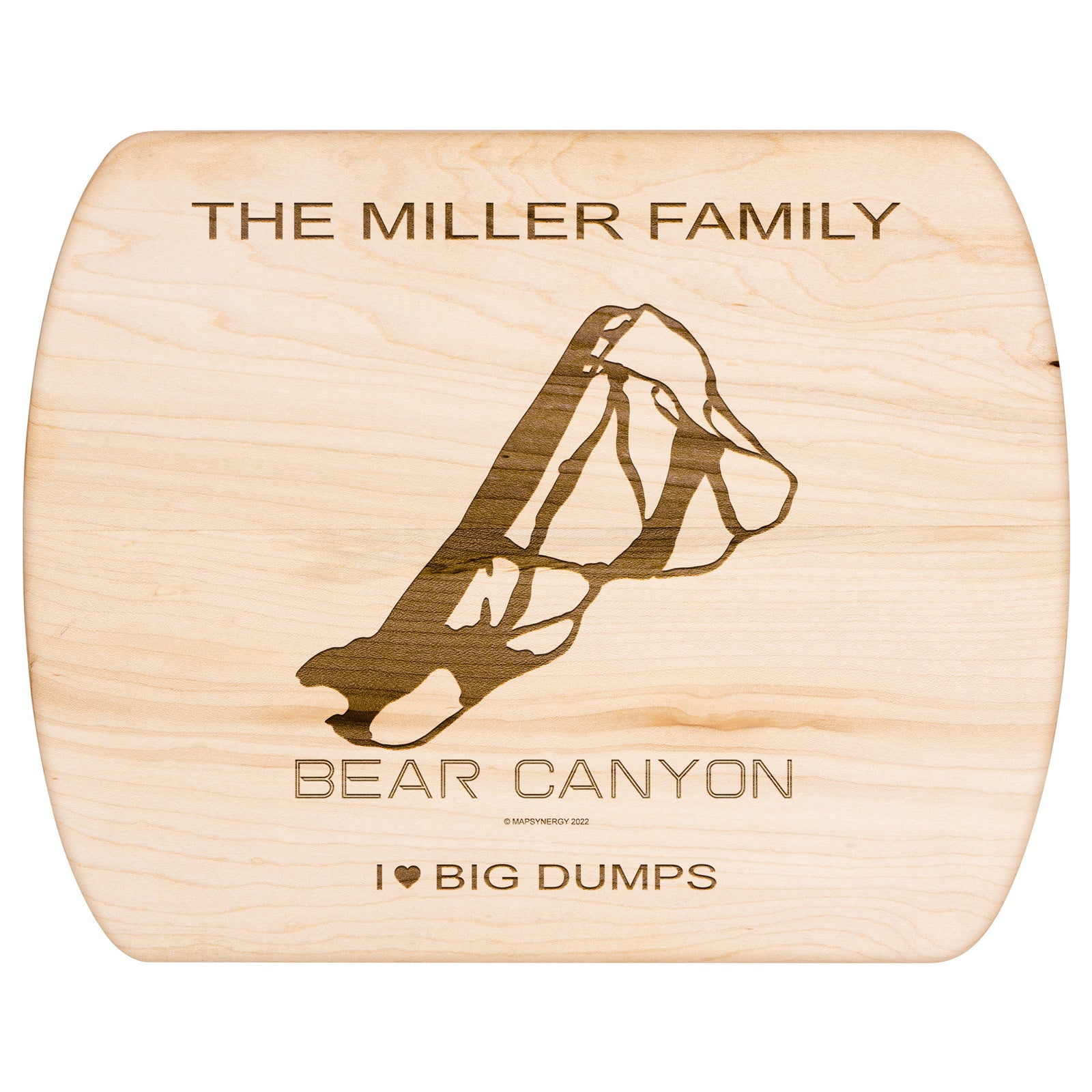 PERSONALIZED Bear Canyon , Montana SKI TRAIL MAP CUTTING BOARD