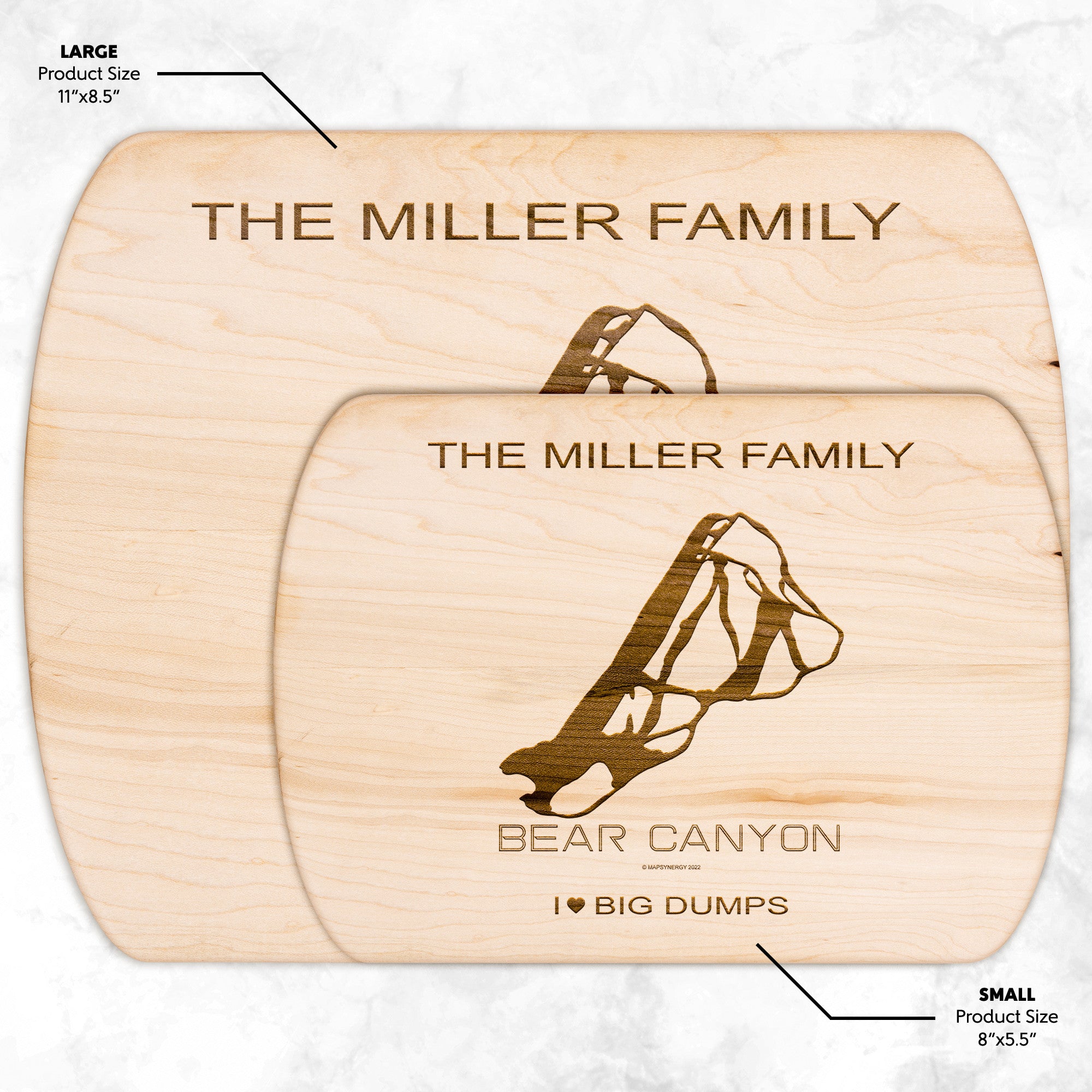 PERSONALIZED Bear Canyon , Montana SKI TRAIL MAP CUTTING BOARD