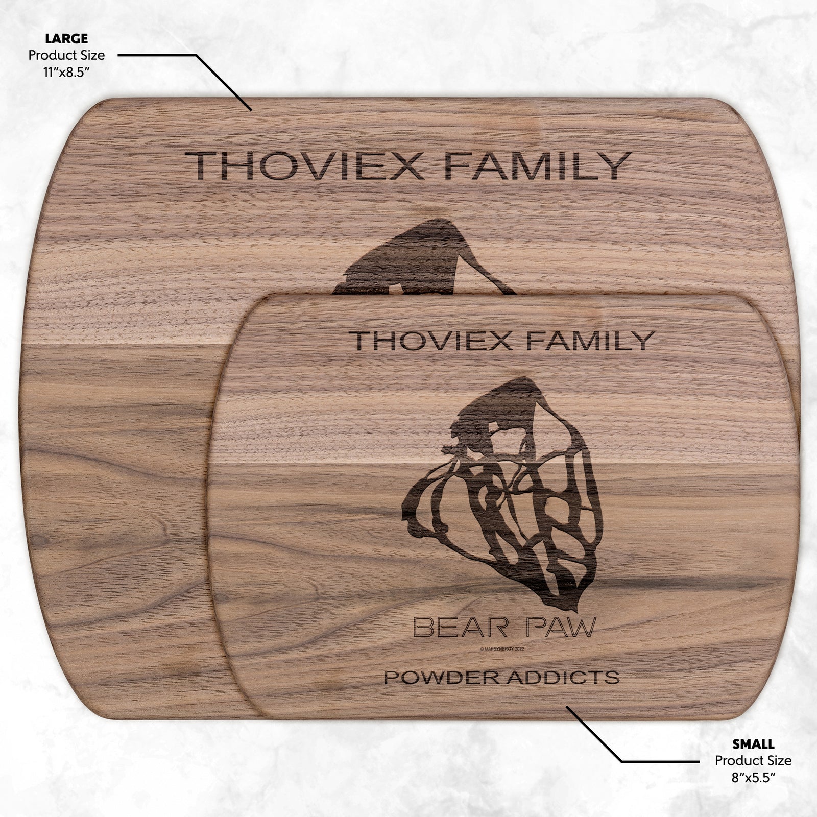 PERSONALIZED Bear Paw , Montana SKI TRAIL MAP CUTTING BOARD