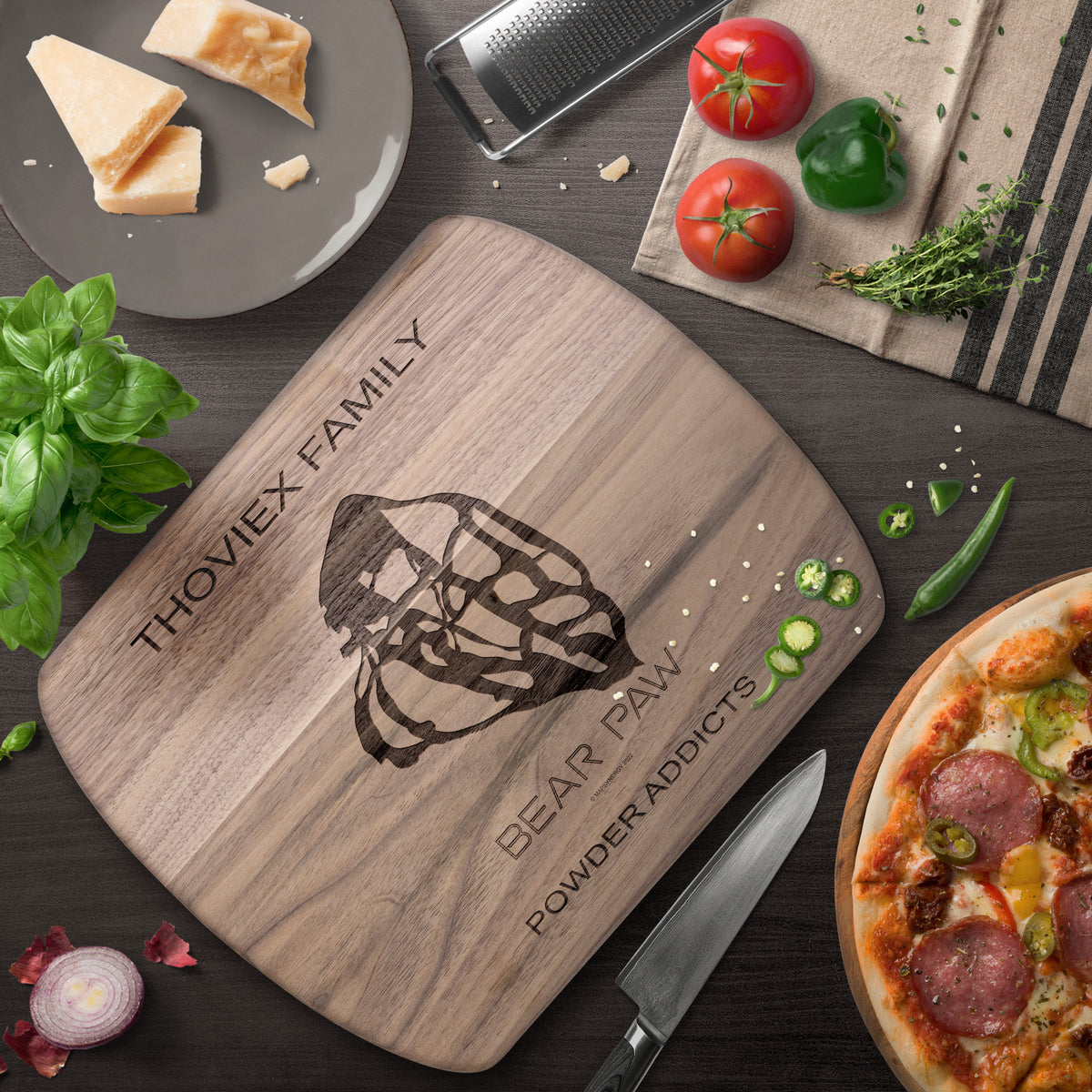 PERSONALIZED Bear Paw , Montana SKI TRAIL MAP CUTTING BOARD