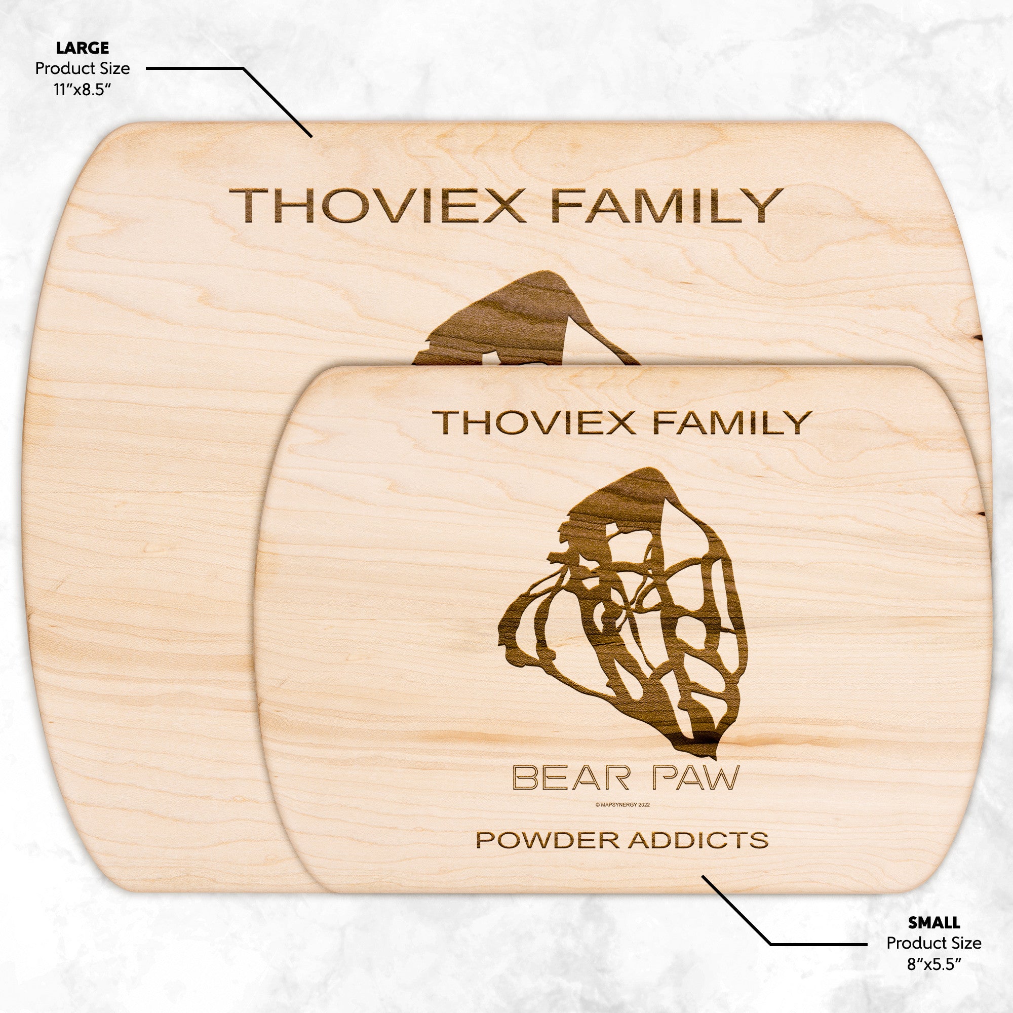 PERSONALIZED Bear Paw , Montana SKI TRAIL MAP CUTTING BOARD