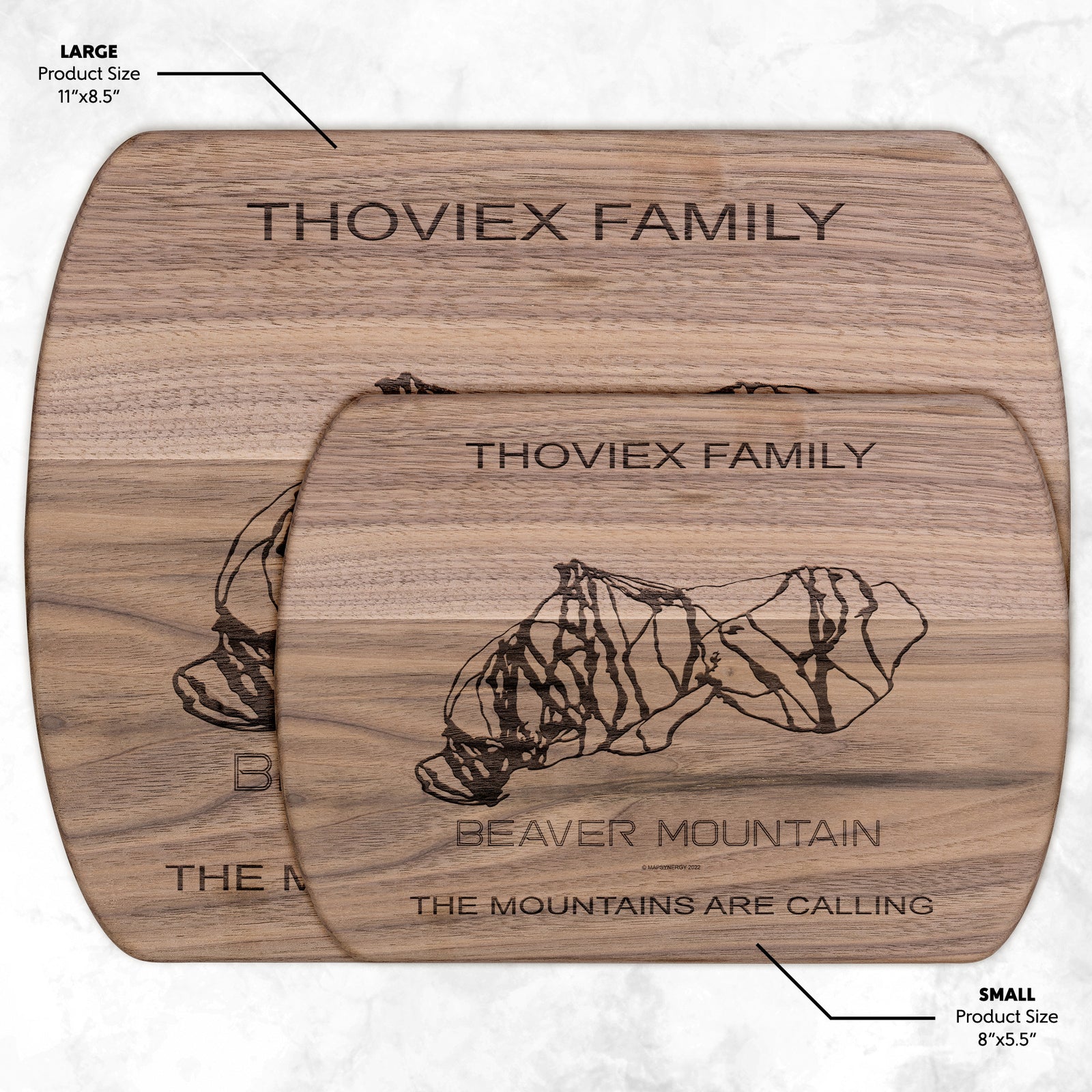 PERSONALIZED Beaver Mountain, Utah SKI TRAIL MAP CUTTING BOARD