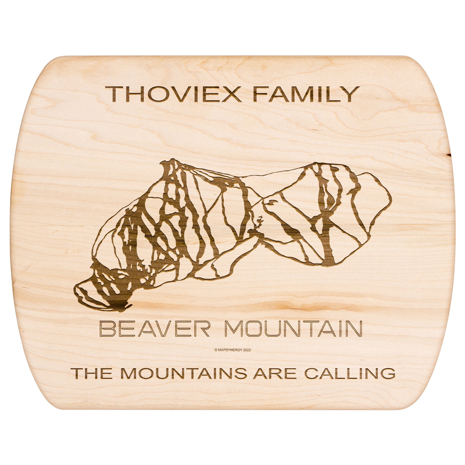 PERSONALIZED Beaver Mountain, Utah SKI TRAIL MAP CUTTING BOARD