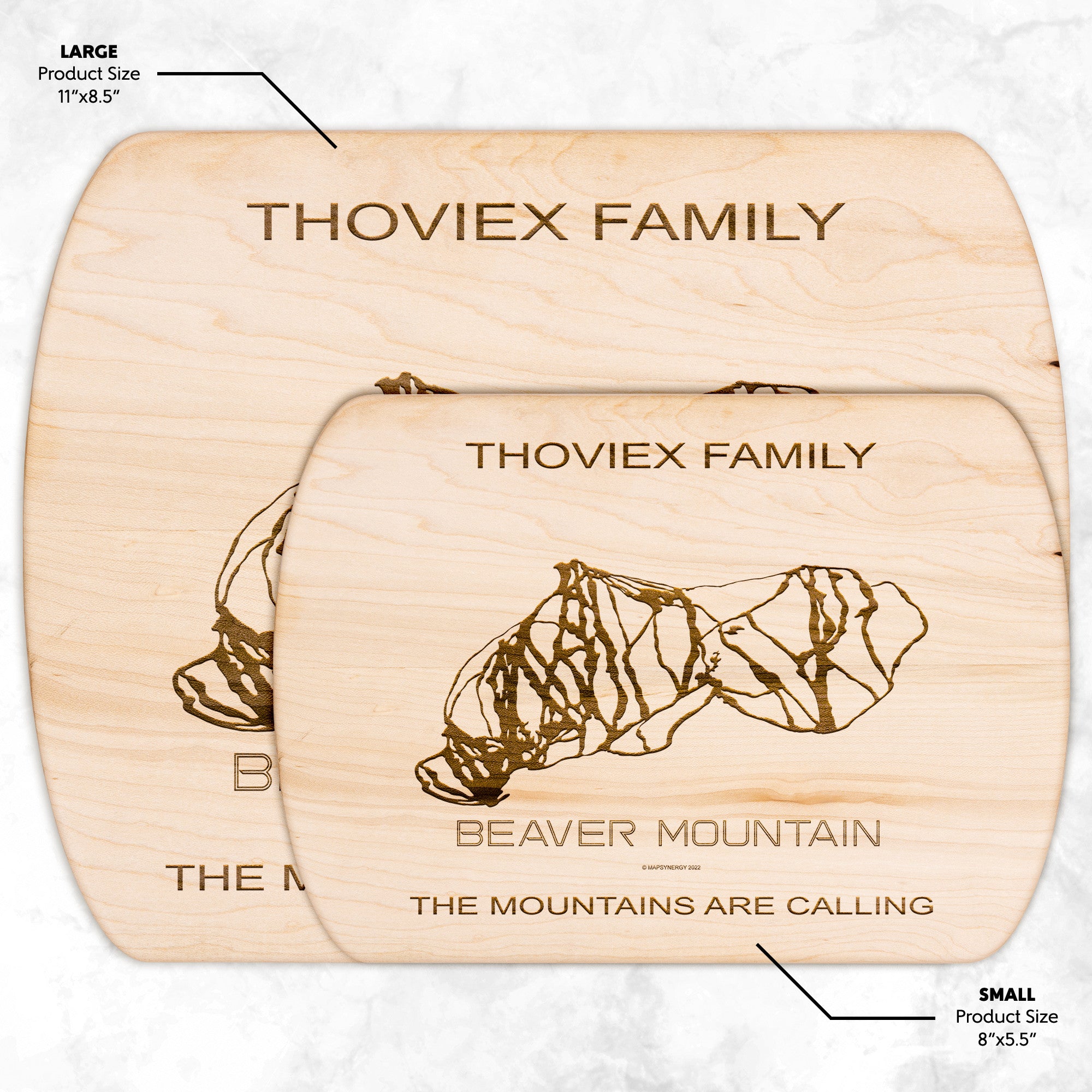 PERSONALIZED Beaver Mountain, Utah SKI TRAIL MAP CUTTING BOARD