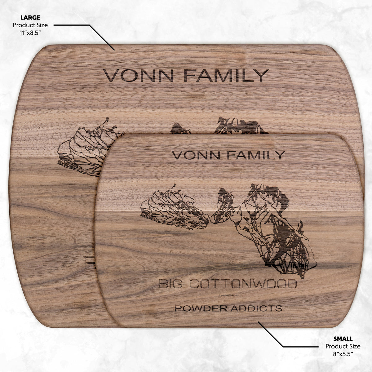 PERSONALIZED Big Cottonwood, Utah SKI TRAIL MAP CUTTING BOARD