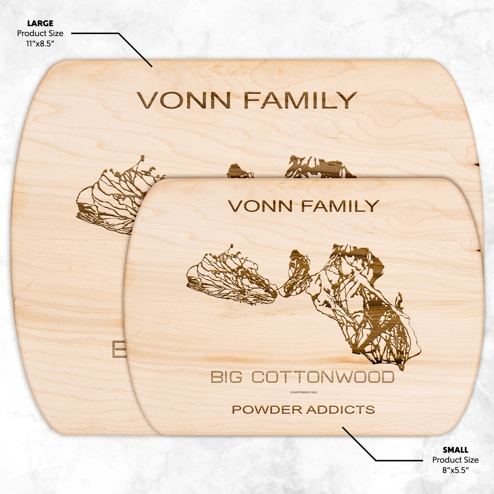 PERSONALIZED Big Cottonwood, Utah SKI TRAIL MAP CUTTING BOARD