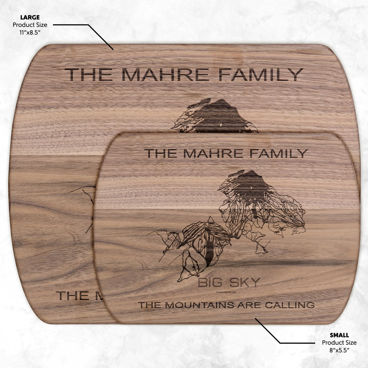 PERSONALIZED Big Sky , Montana SKI TRAIL MAP CUTTING BOARD