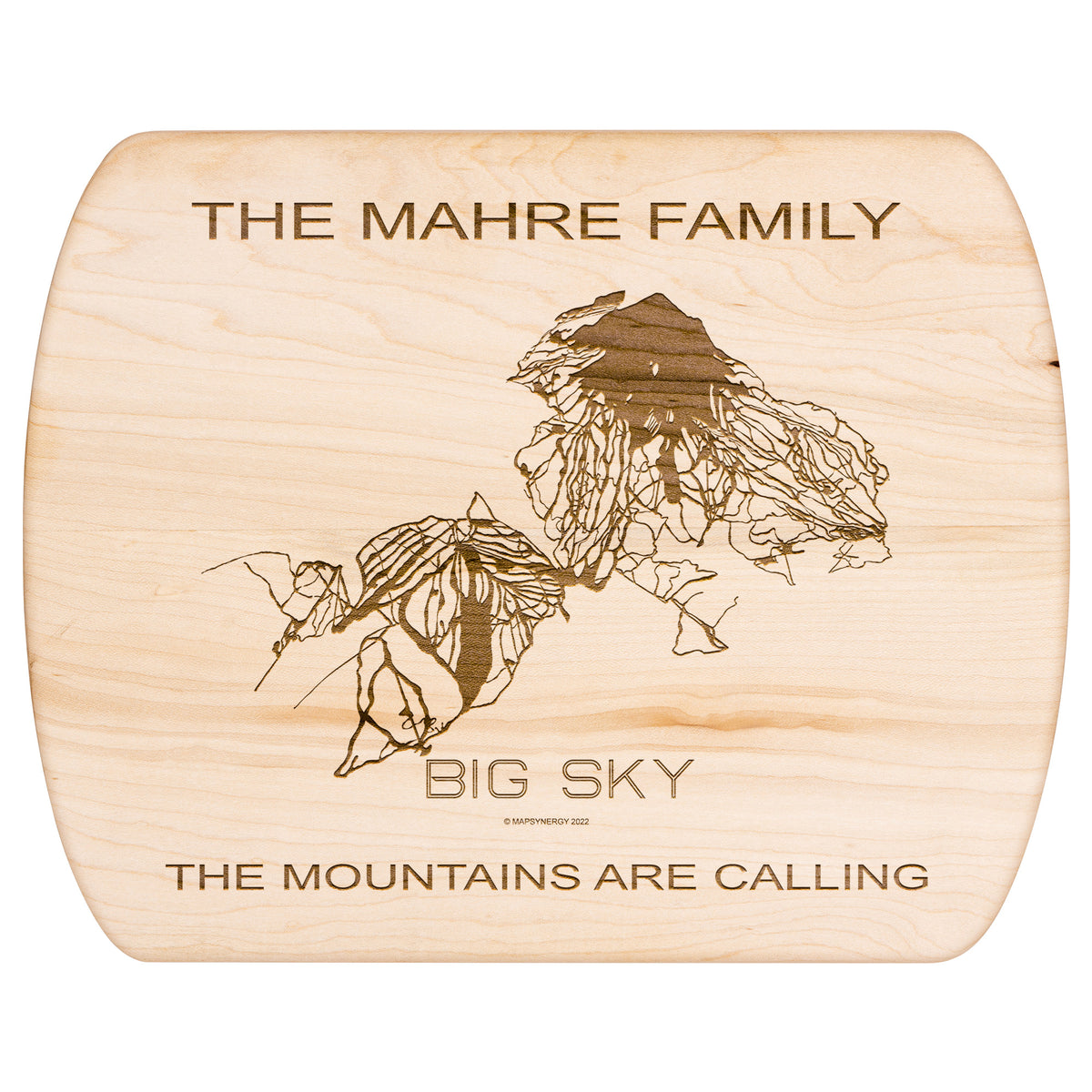 PERSONALIZED Big Sky , Montana SKI TRAIL MAP CUTTING BOARD