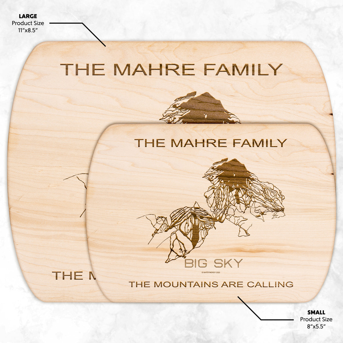 PERSONALIZED Big Sky , Montana SKI TRAIL MAP CUTTING BOARD